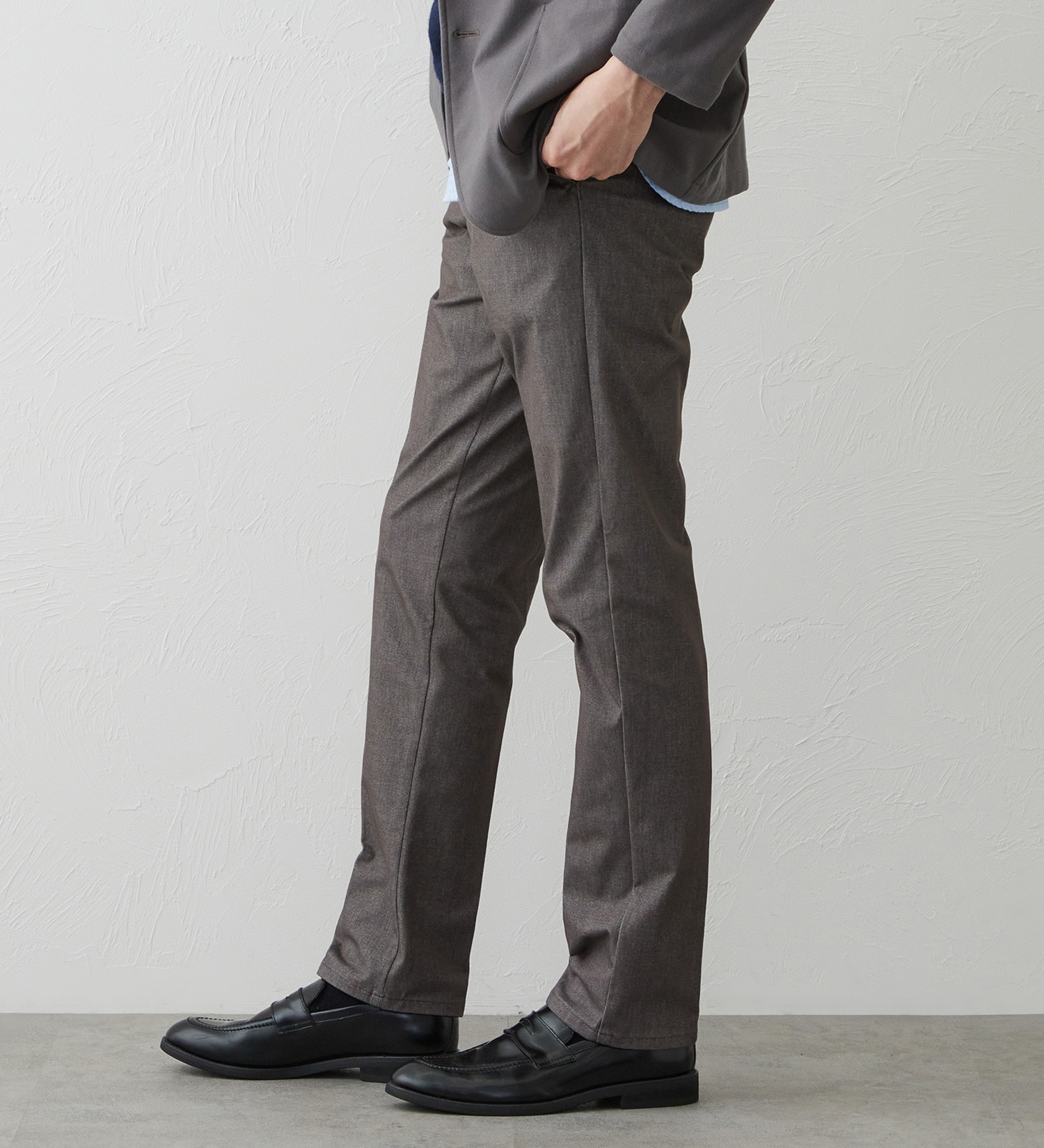 EDWIN(エドウイン)のデニスラ スリムテーパードパンツ スラックス【シャンブレーライクストレッチ/ビジネス】|パンツ/スラックス/メンズ|グレー