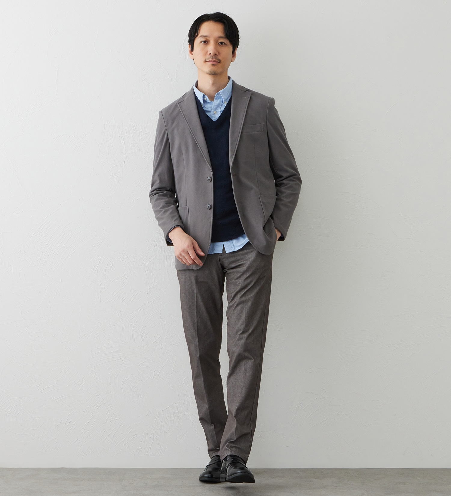 EDWIN(エドウイン)のデニスラ スリムテーパードパンツ スラックス【シャンブレーライクストレッチ/ビジネス】|パンツ/スラックス/メンズ|グレー