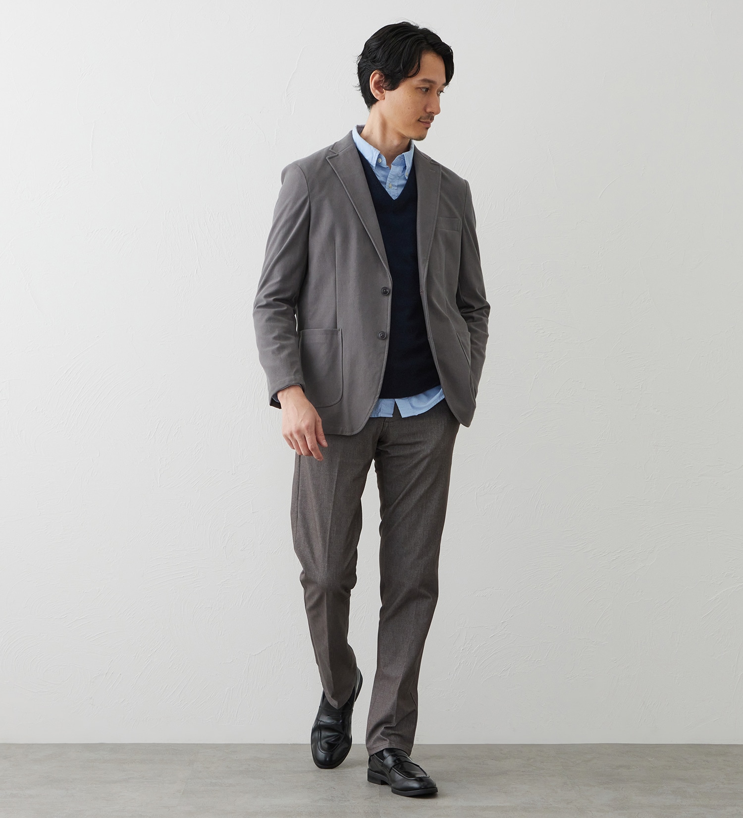 EDWIN(エドウイン)のデニスラ スリムテーパードパンツ スラックス【シャンブレーライクストレッチ/ビジネス】|パンツ/スラックス/メンズ|グレー