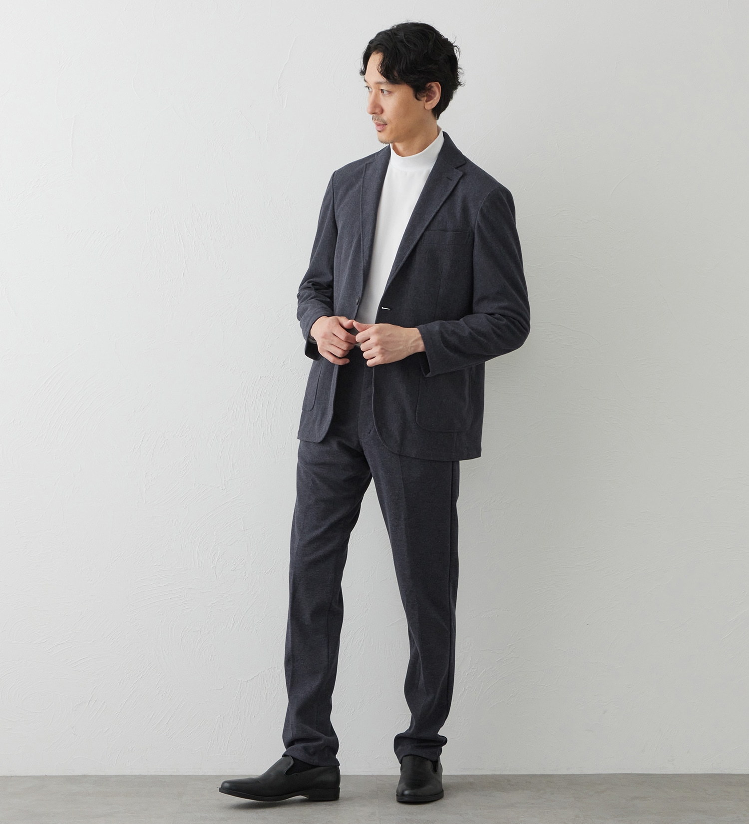 EDWIN(エドウイン)のデニスラ スリムテーパードパンツ スラックス【ウールライク/ストレッチ/ビジネス】|パンツ/スラックス/メンズ|ダークブルー