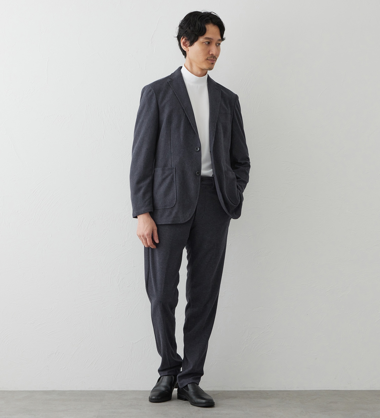 EDWIN(エドウイン)のデニスラ スリムテーパードパンツ スラックス【ウールライク/ストレッチ/ビジネス】|パンツ/スラックス/メンズ|ダークブルー