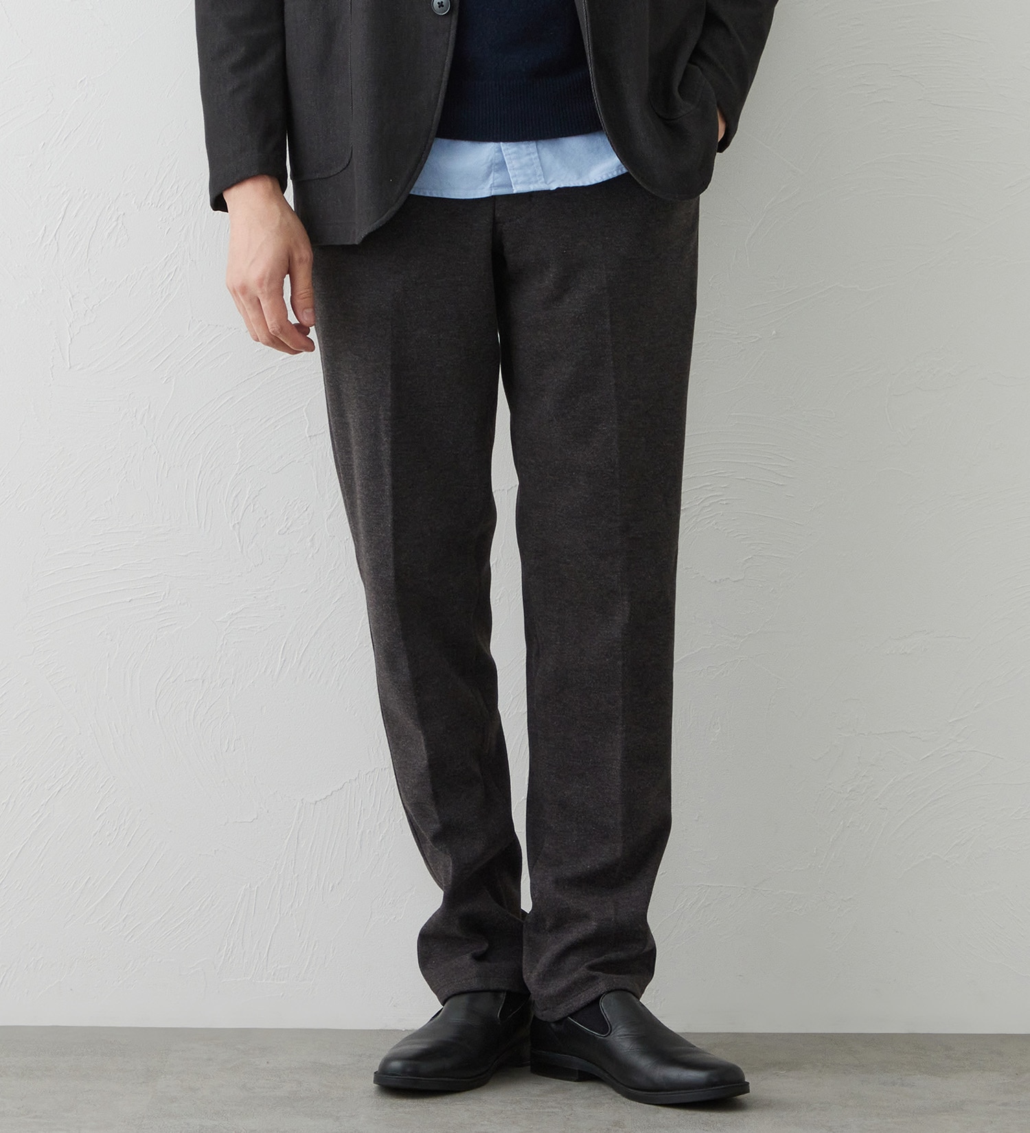 EDWIN(エドウイン)のデニスラ スリムテーパードパンツ スラックス【ウールライク/ストレッチ/ビジネス】|パンツ/スラックス/メンズ|チャコール