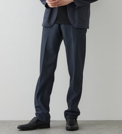 EDWIN(エドウイン)のデニスラ スリムテーパードパンツ スラックス【ウールデニムライク/ストレッチ/ビジネス】|パンツ/スラックス/メンズ|ネイビー