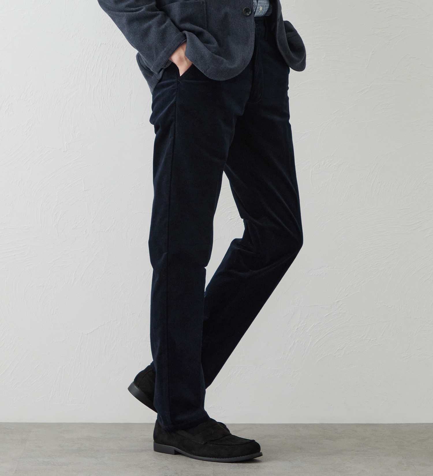 EDWIN(エドウイン)のデニスラ スリムテーパードパンツ スラックス【別珍/ベロア/ストレッチ/ビジネス】|パンツ/スラックス/メンズ|ネイビー