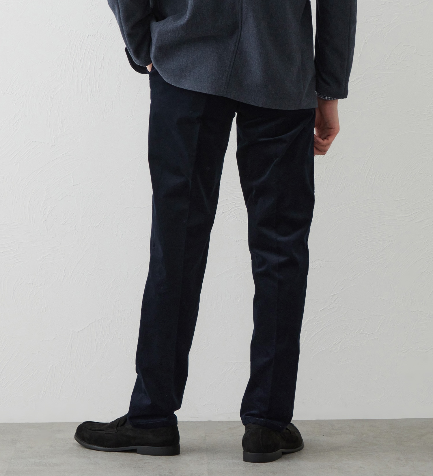 EDWIN(エドウイン)のデニスラ スリムテーパードパンツ スラックス【別珍/ベロア/ストレッチ/ビジネス】|パンツ/スラックス/メンズ|ネイビー