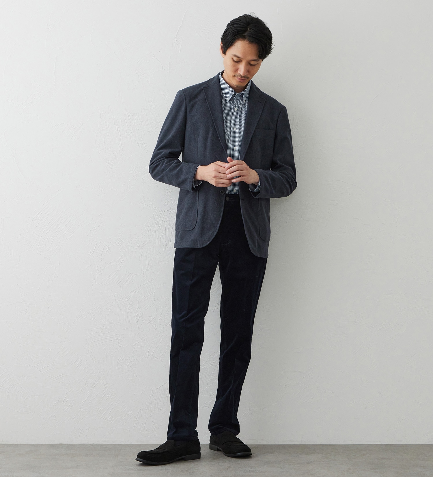 EDWIN(エドウイン)のデニスラ スリムテーパードパンツ スラックス【別珍/ベロア/ストレッチ/ビジネス】|パンツ/スラックス/メンズ|ネイビー