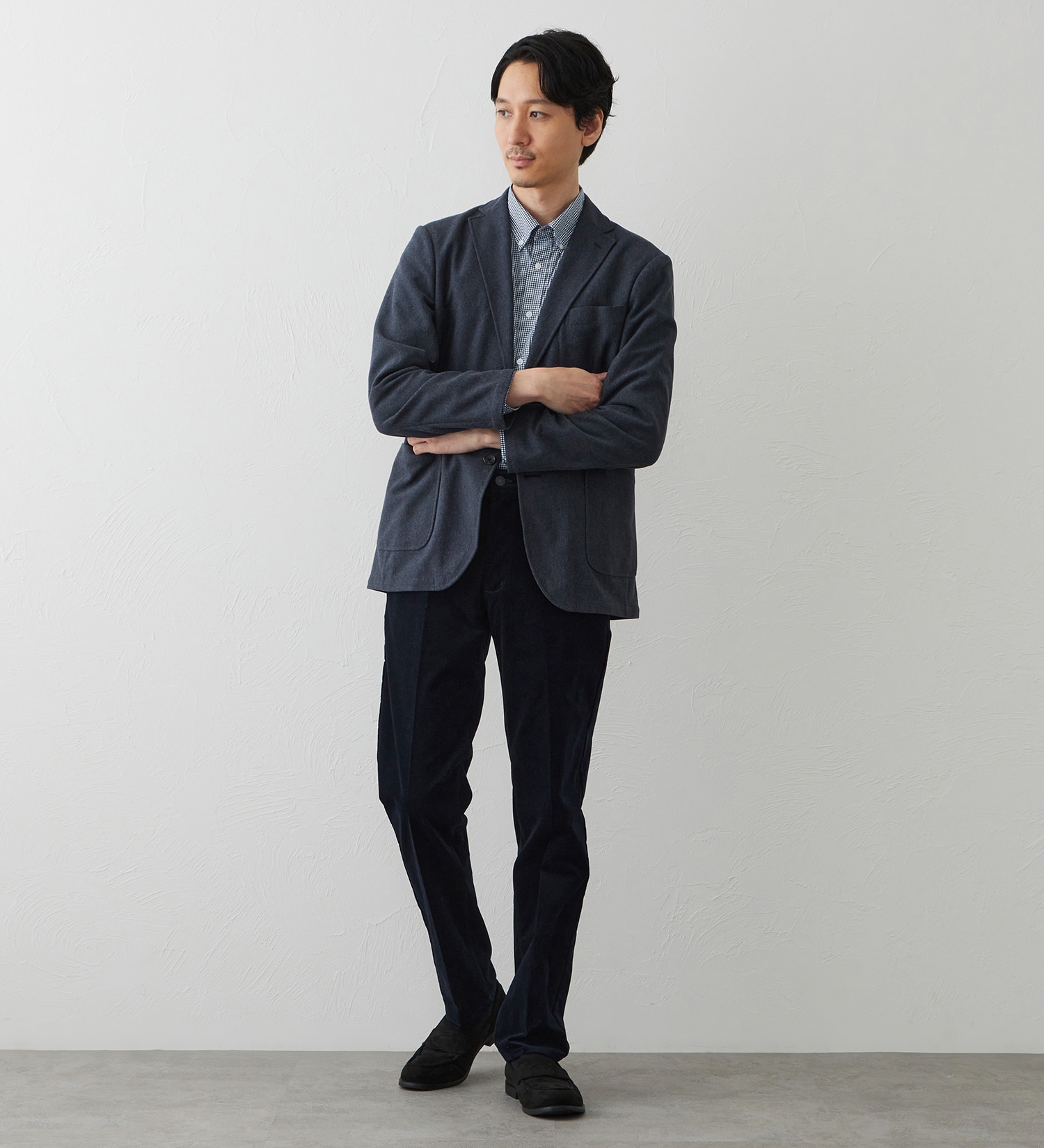 EDWIN(エドウイン)のデニスラ スリムテーパードパンツ スラックス【別珍/ベロア/ストレッチ/ビジネス】|パンツ/スラックス/メンズ|ネイビー