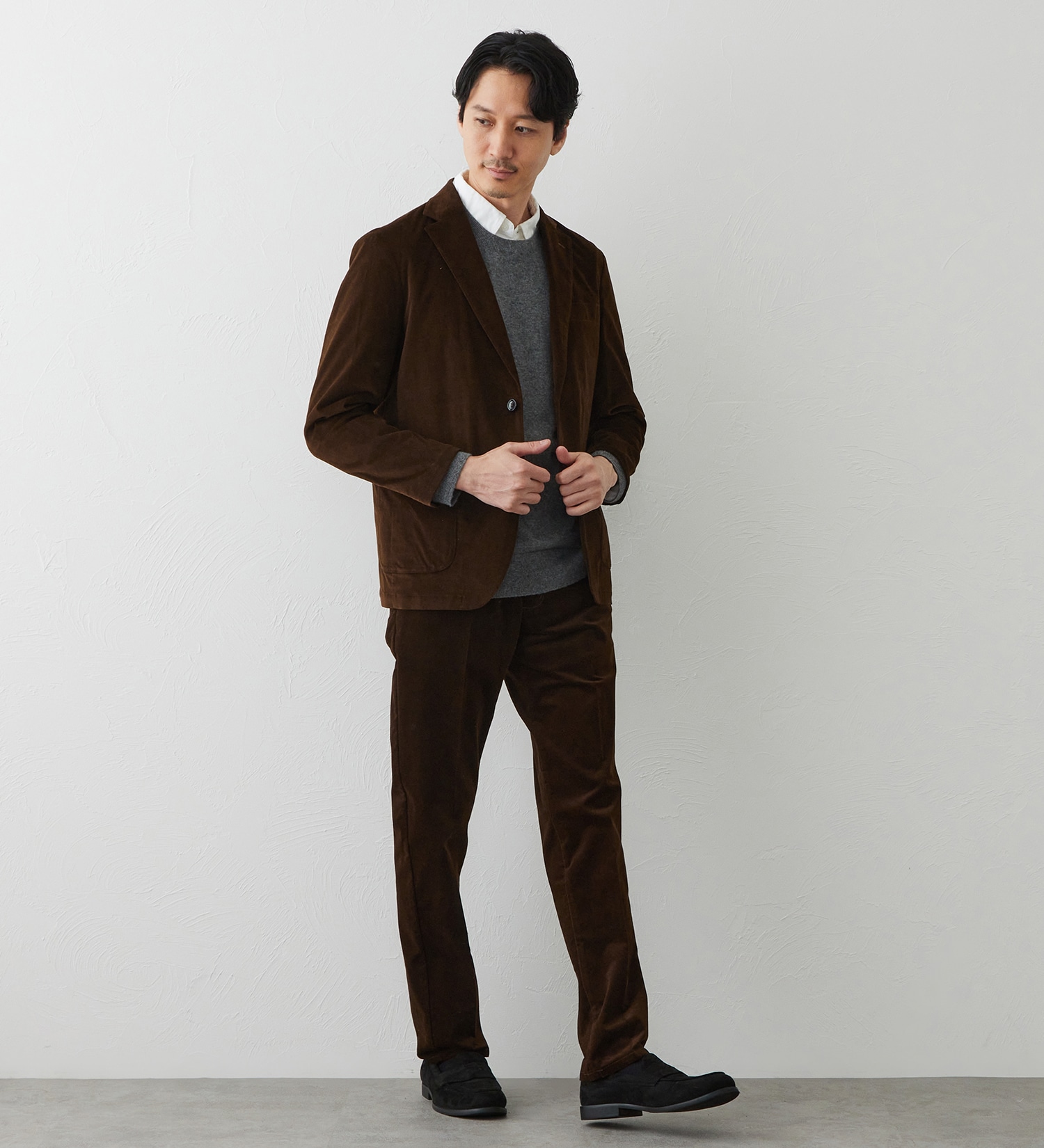 EDWIN(エドウイン)のデニスラ スリムテーパードパンツ スラックス【別珍/ベロア/ストレッチ/ビジネス】|パンツ/スラックス/メンズ|ダークブラウン