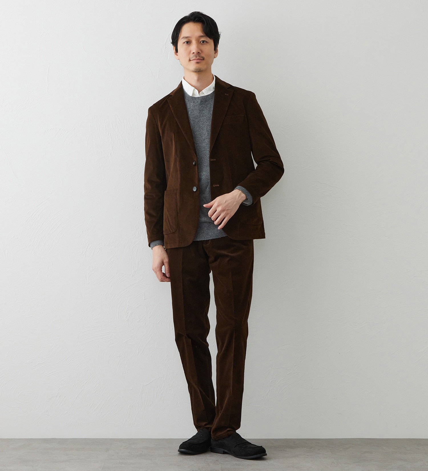 EDWIN(エドウイン)のデニスラ スリムテーパードパンツ スラックス【別珍/ベロア/ストレッチ/ビジネス】|パンツ/スラックス/メンズ|ダークブラウン