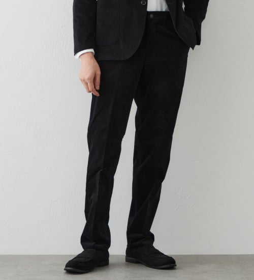 EDWIN(エドウイン)のデニスラ スリムテーパードパンツ スラックス【別珍/ベロア/ストレッチ/ビジネス】|パンツ/スラックス/メンズ|ブラック
