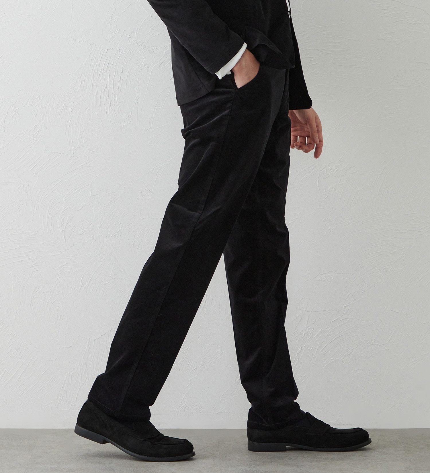 EDWIN(エドウイン)のデニスラ スリムテーパードパンツ スラックス【別珍/ベロア/ストレッチ/ビジネス】|パンツ/スラックス/メンズ|ブラック