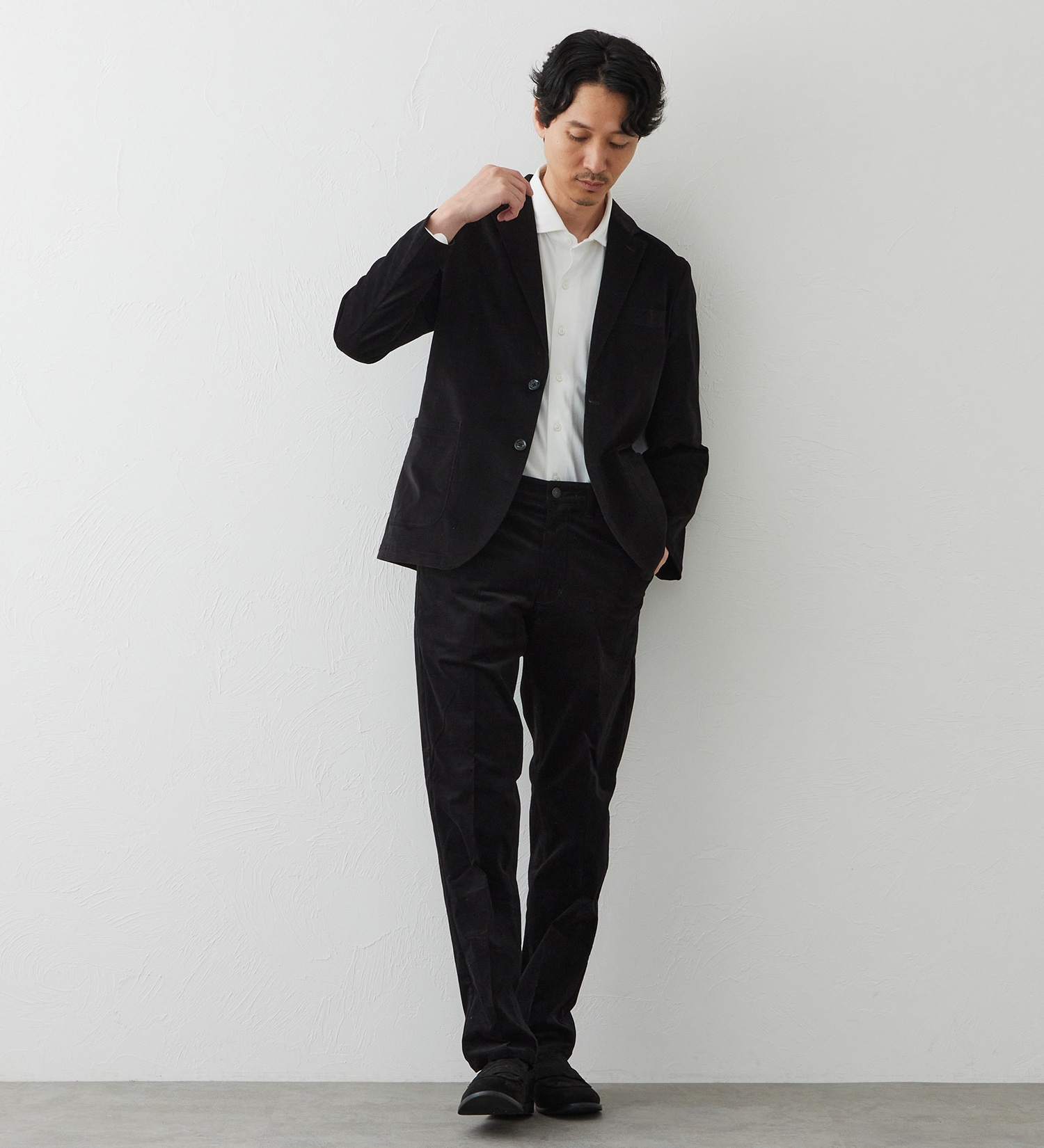 EDWIN(エドウイン)のデニスラ スリムテーパードパンツ スラックス【別珍/ベロア/ストレッチ/ビジネス】|パンツ/スラックス/メンズ|ブラック