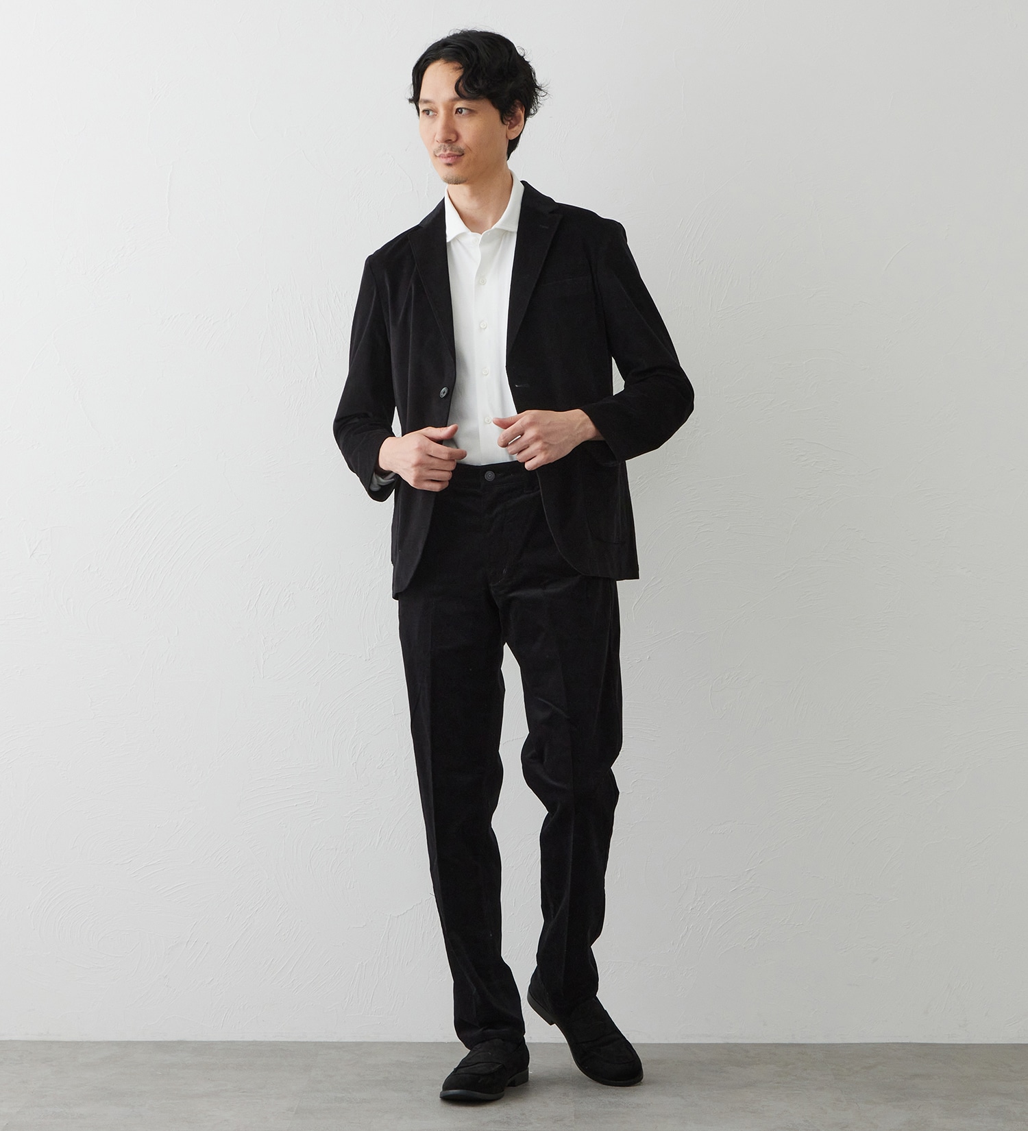 EDWIN(エドウイン)のデニスラ スリムテーパードパンツ スラックス【別珍/ベロア/ストレッチ/ビジネス】|パンツ/スラックス/メンズ|ブラック
