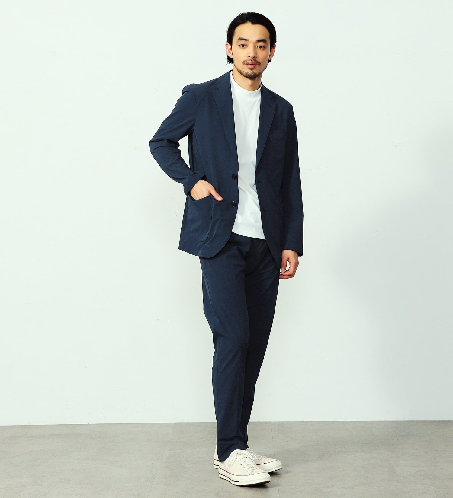 EDWIN(エドウイン)のデニスラ ルーミーテーパード スラックス トラウザー ストレッチ ビジネス|パンツ/パンツ/メンズ|ネイビー