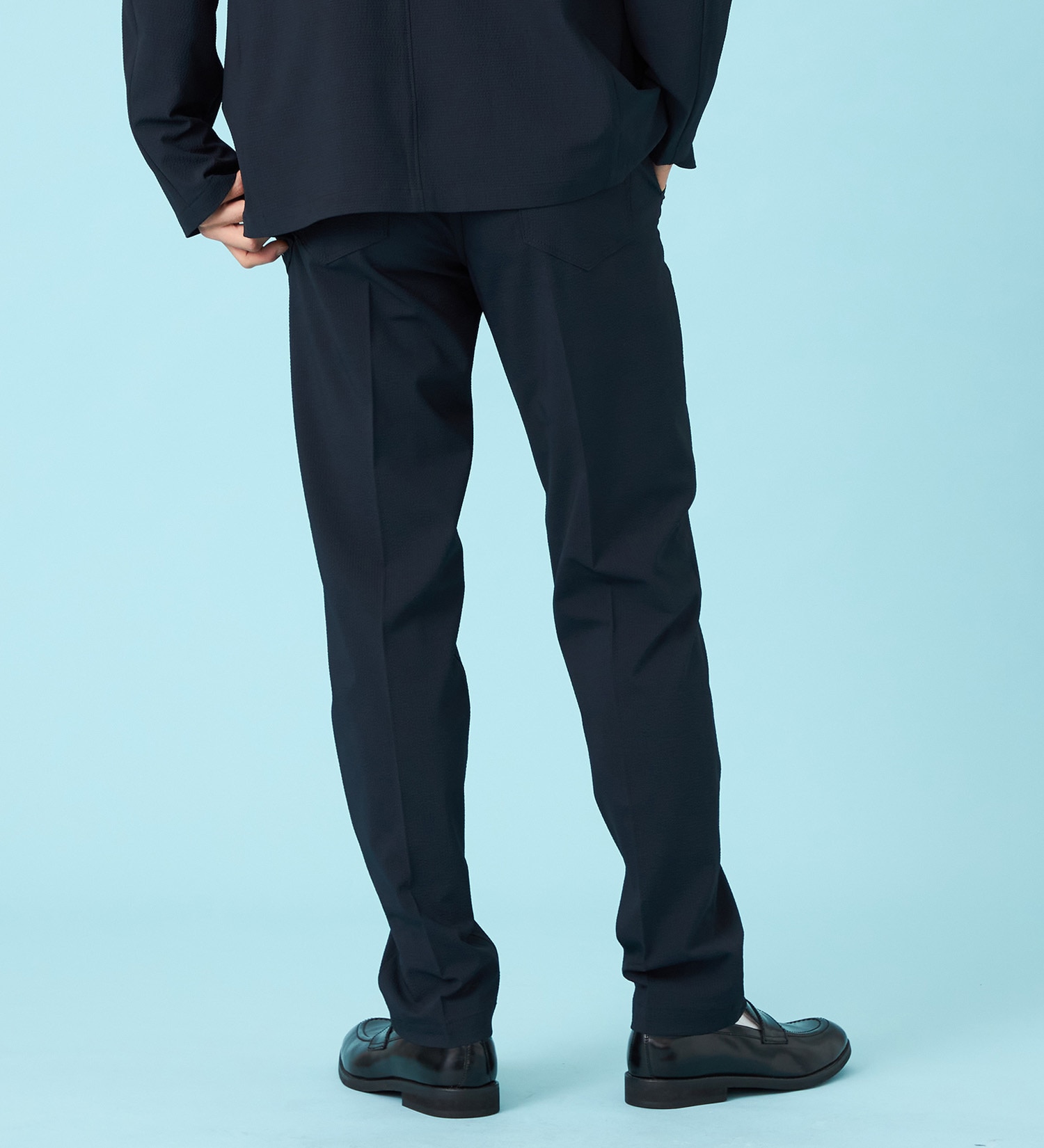 EDWIN(エドウイン)の【試着対象】【夏用】デニスラ AIR スリムテーパード スラックス ストレッチ 涼しい|パンツ/スラックス/メンズ|ネイビー