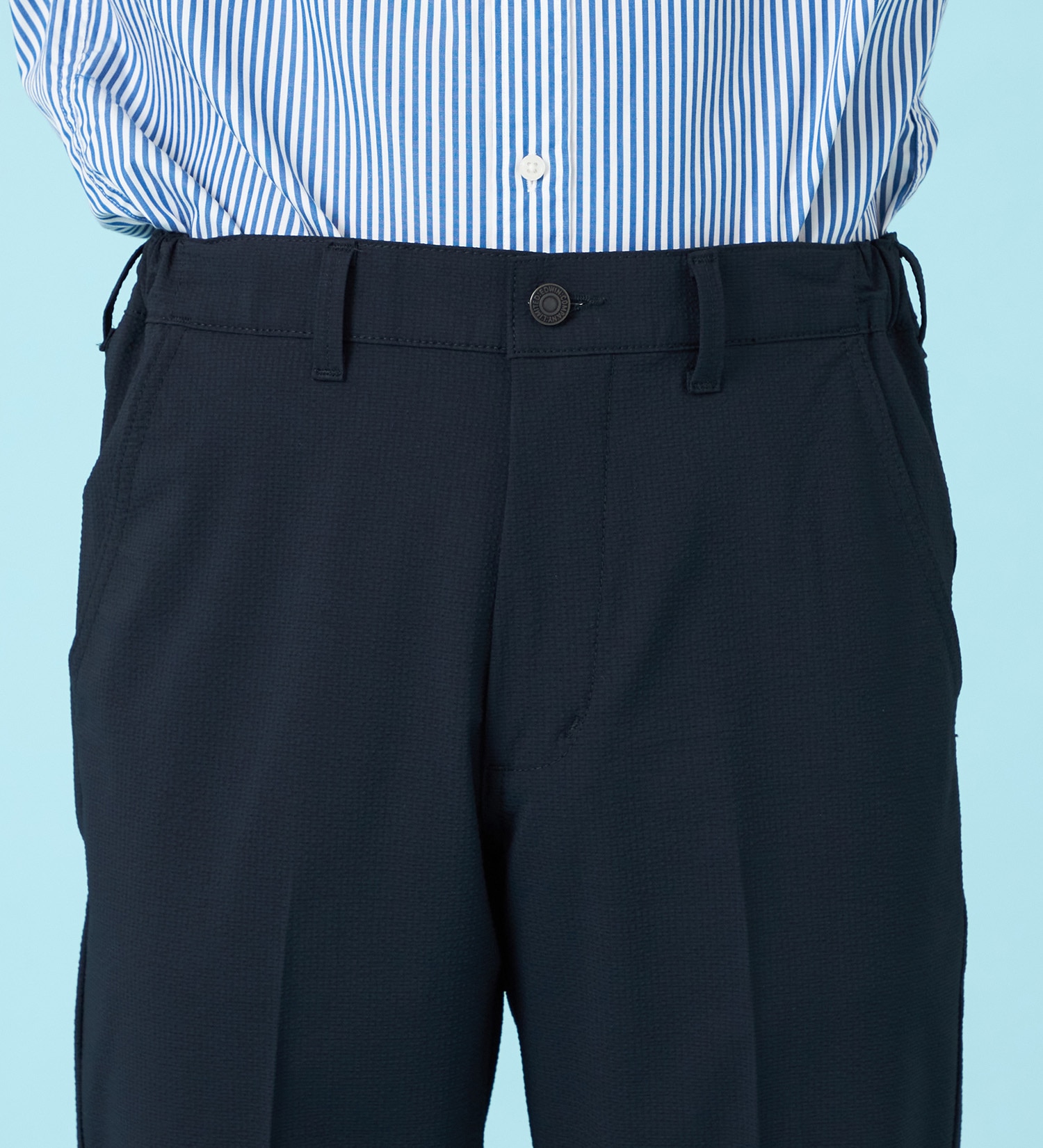 EDWIN(エドウイン)の【試着対象】【夏用】デニスラ AIR スリムテーパード スラックス ストレッチ 涼しい|パンツ/スラックス/メンズ|ネイビー