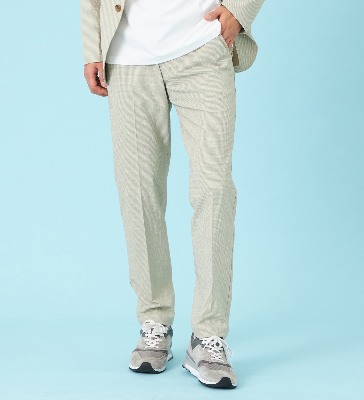 EDWIN(エドウイン)の【試着対象】【夏用】デニスラ AIR スリムテーパード スラックス ストレッチ 涼しい|パンツ/スラックス/メンズ|ベージュ