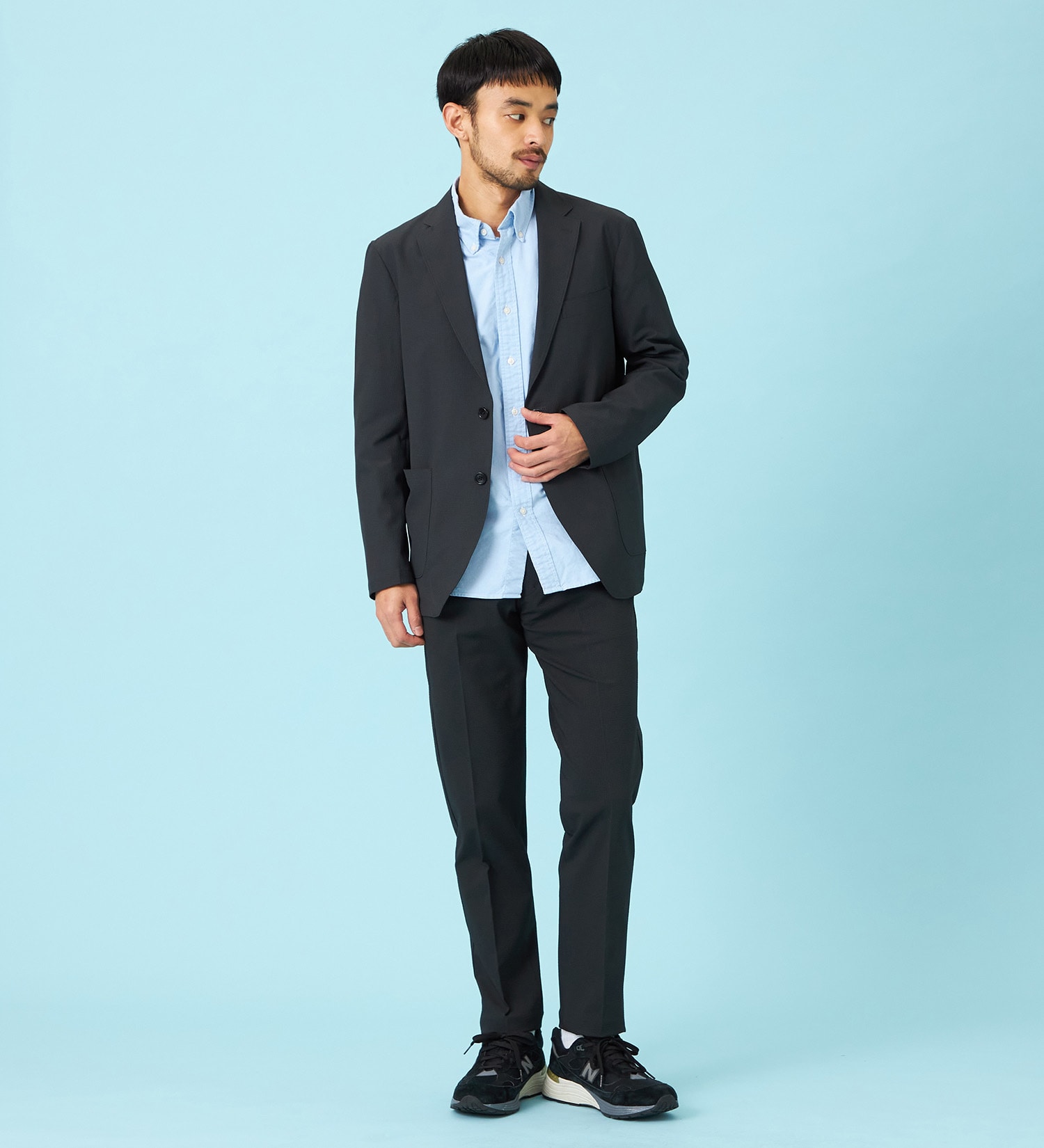 EDWIN(エドウイン)の【試着対象】【夏用】デニスラ AIR スリムテーパード スラックス ストレッチ 涼しい|パンツ/スラックス/メンズ|チャコールグレー