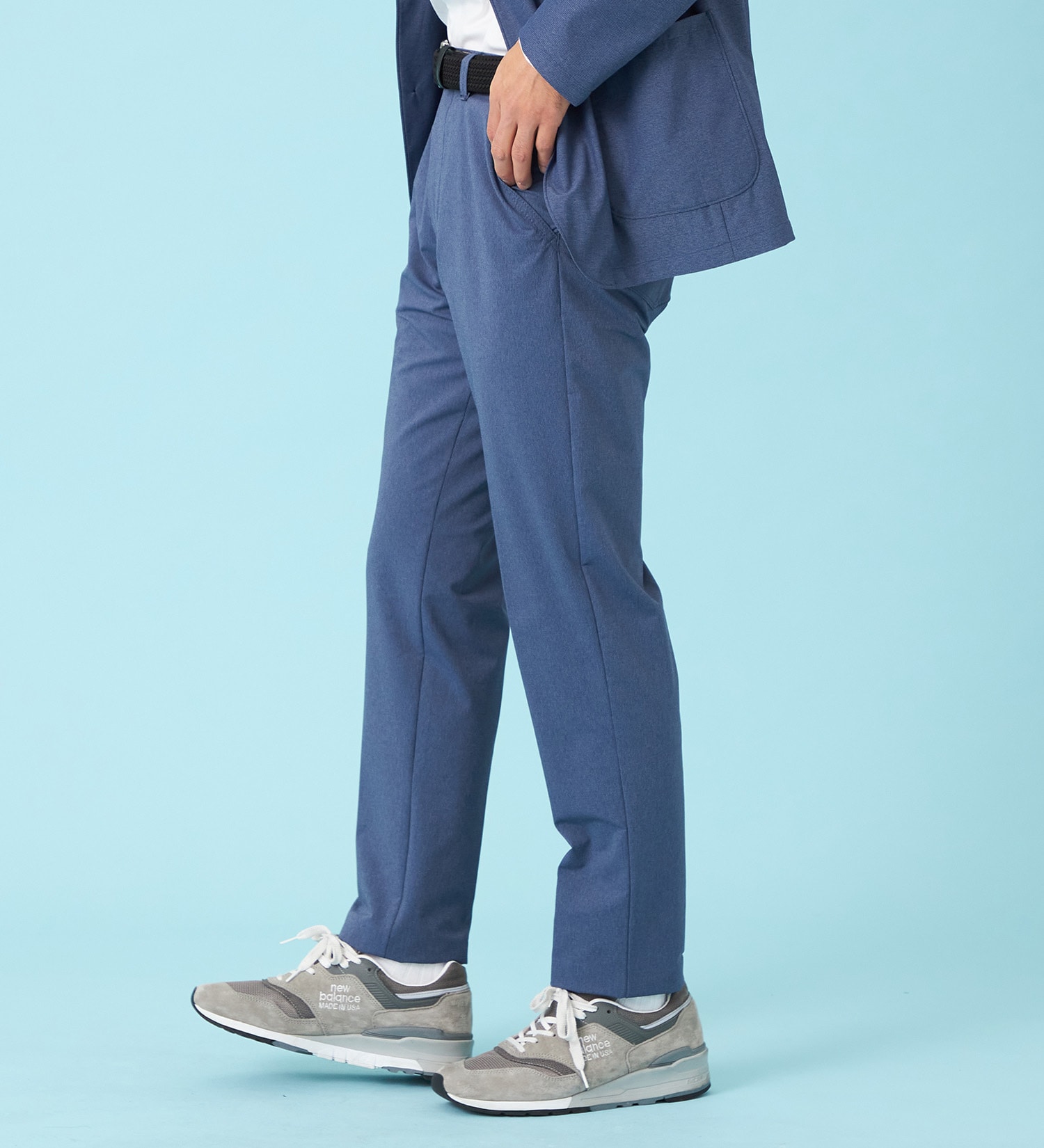 EDWIN(エドウイン)の【試着対象】【夏用】デニスラ AIR スリムテーパード スラックス ストレッチ 涼しい|パンツ/スラックス/メンズ|ネイビー