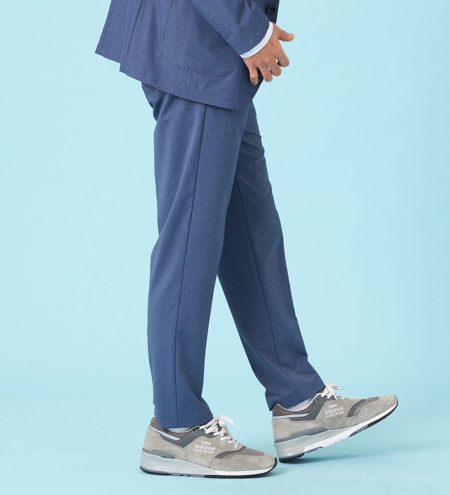 EDWIN(エドウイン)の【試着対象】【夏用】デニスラ AIR スリムテーパード スラックス ストレッチ 涼しい|パンツ/スラックス/メンズ|ネイビー