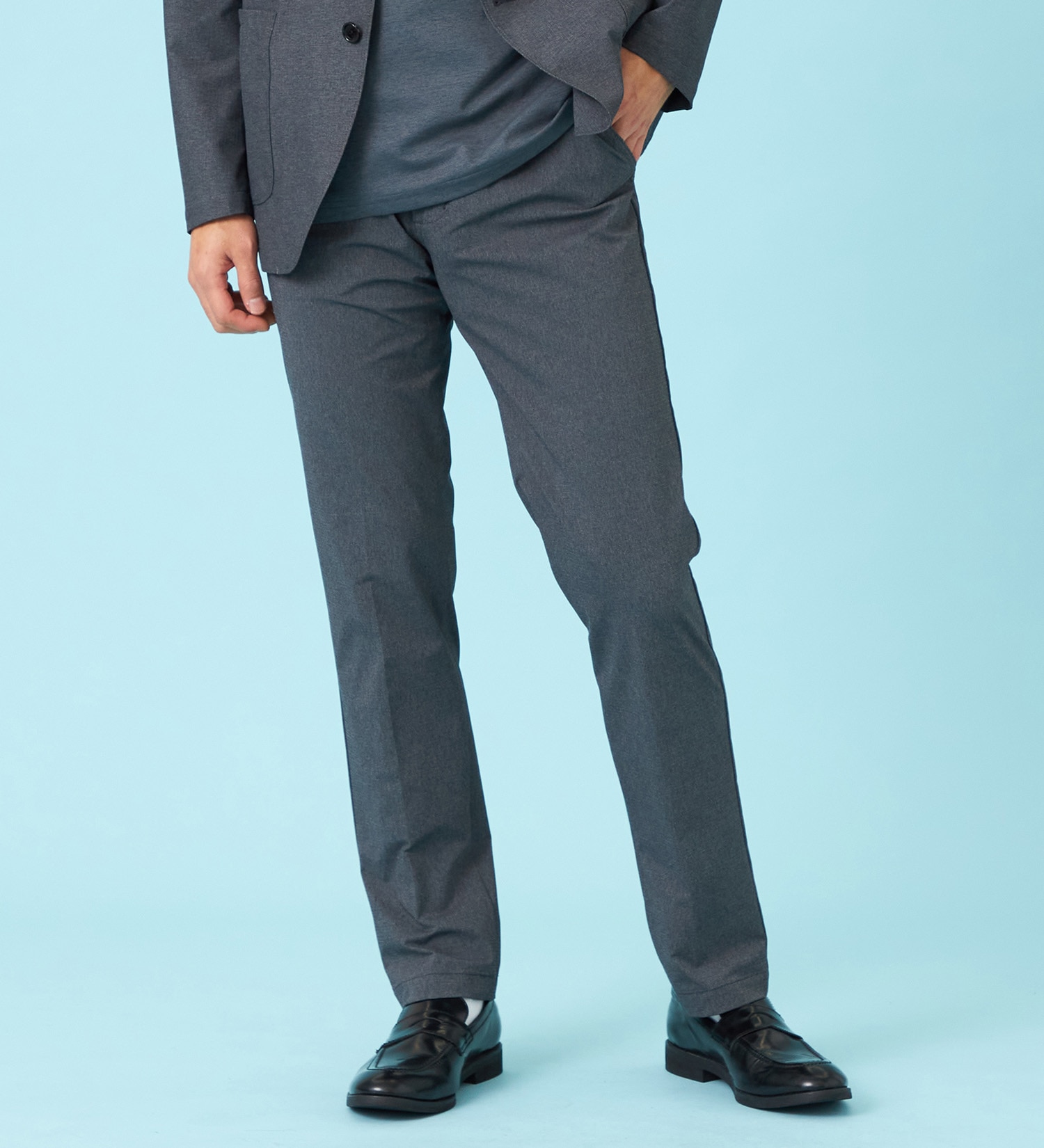 EDWIN(エドウイン)の【試着対象】【夏用】デニスラ AIR スリムテーパード スラックス ストレッチ 涼しい|パンツ/スラックス/メンズ|グレー