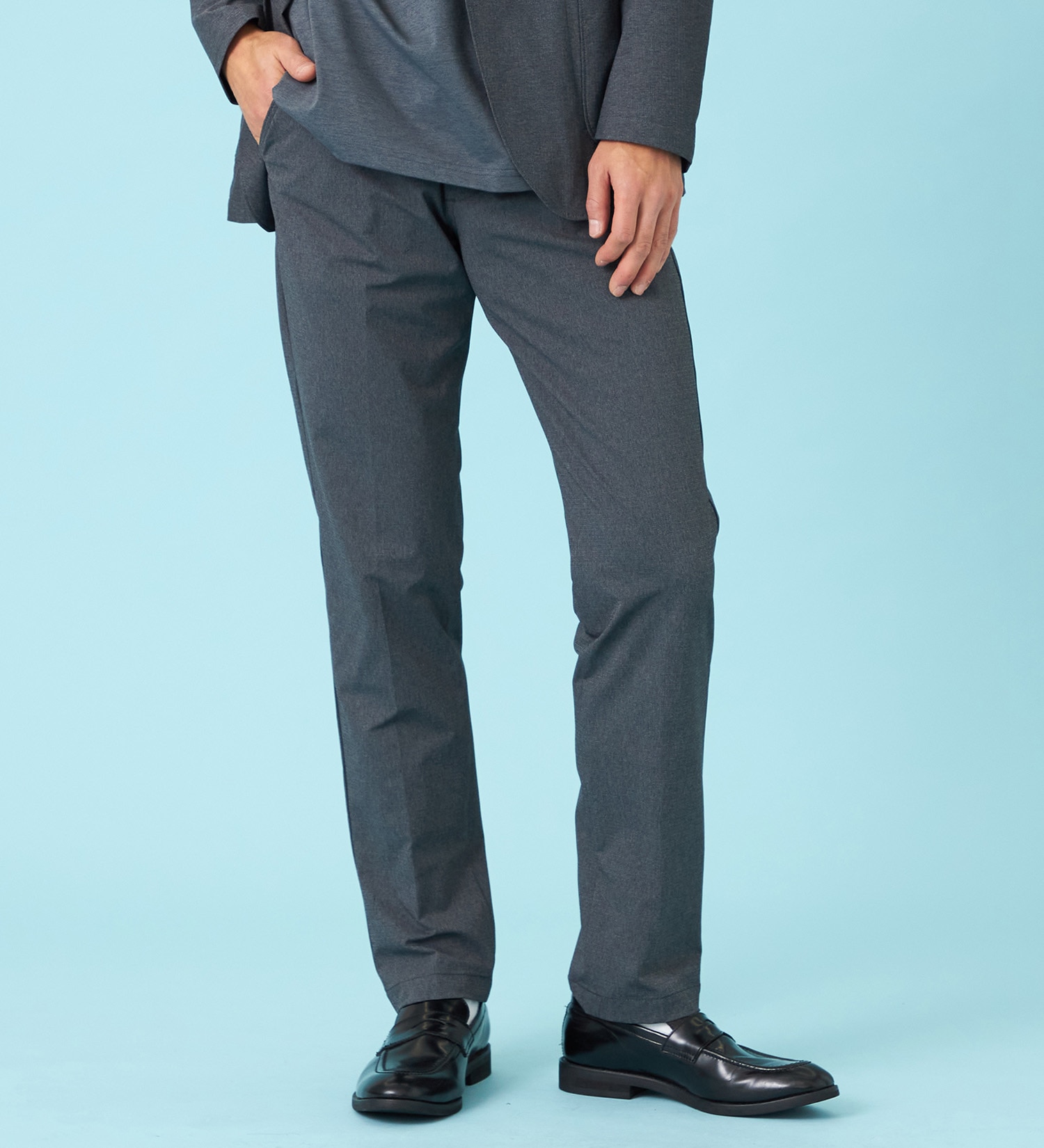 EDWIN(エドウイン)の【試着対象】【夏用】デニスラ AIR スリムテーパード スラックス ストレッチ 涼しい|パンツ/スラックス/メンズ|グレー