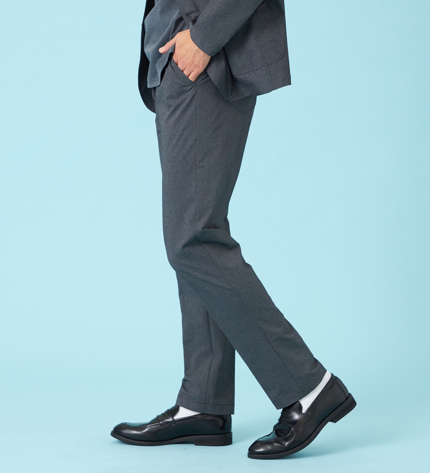 EDWIN(エドウイン)の【試着対象】【夏用】デニスラ AIR スリムテーパード スラックス ストレッチ 涼しい|パンツ/スラックス/メンズ|グレー