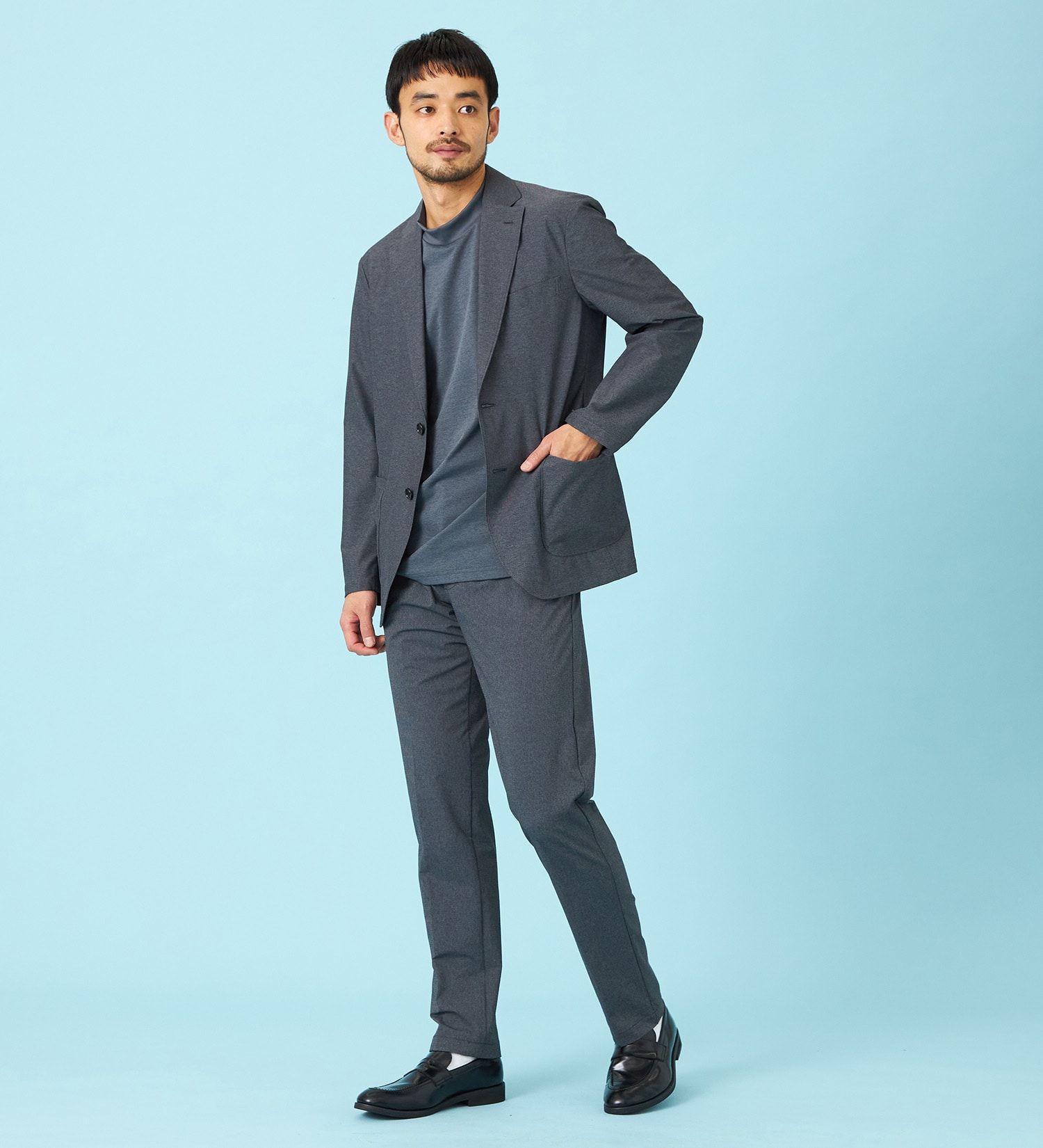 EDWIN(エドウイン)の【試着対象】【夏用】デニスラ AIR スリムテーパード スラックス ストレッチ 涼しい|パンツ/スラックス/メンズ|グレー