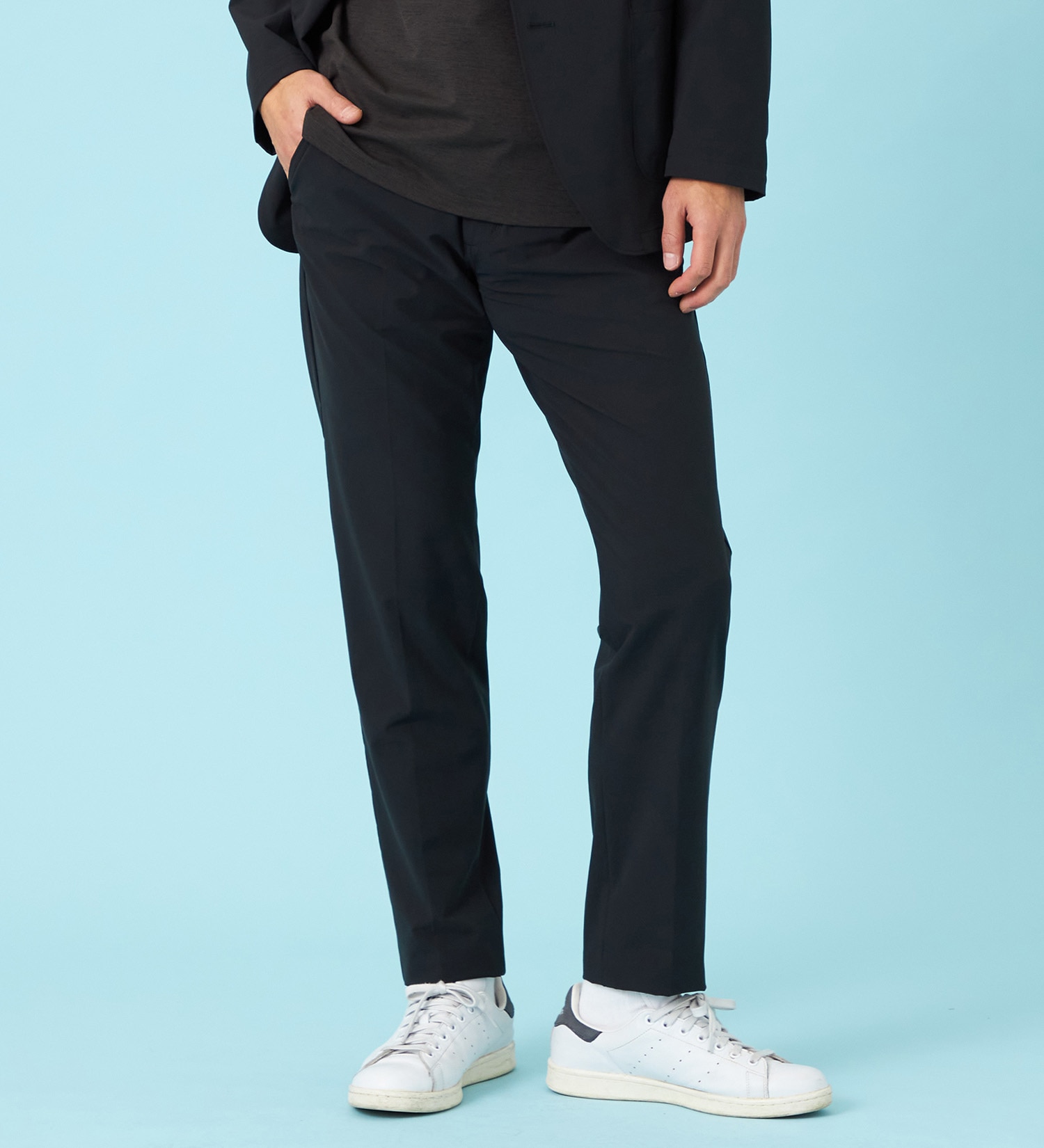 EDWIN(エドウイン)の【試着対象】【夏用】デニスラ AIR スリムテーパード スラックス ストレッチ 涼しい|パンツ/スラックス/メンズ|ブラック