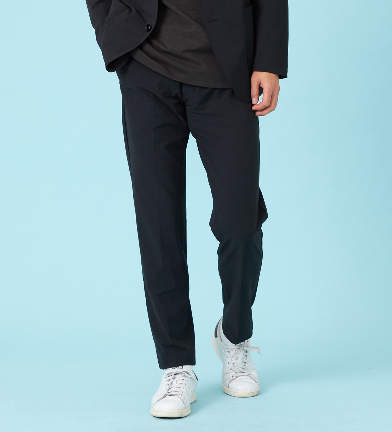 EDWIN(エドウイン)の【試着対象】【夏用】デニスラ AIR スリムテーパード スラックス ストレッチ 涼しい|パンツ/スラックス/メンズ|ブラック