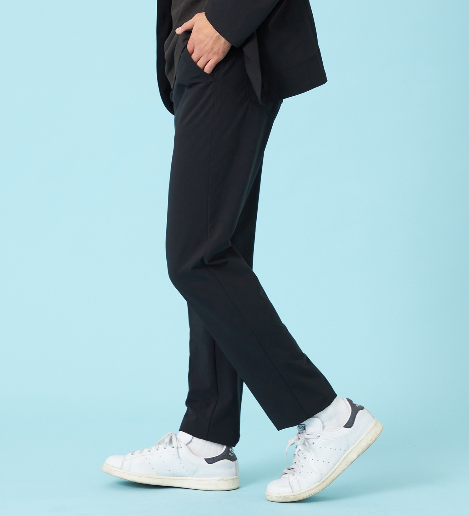 EDWIN(エドウイン)の【試着対象】【夏用】デニスラ AIR スリムテーパード スラックス ストレッチ 涼しい|パンツ/スラックス/メンズ|ブラック