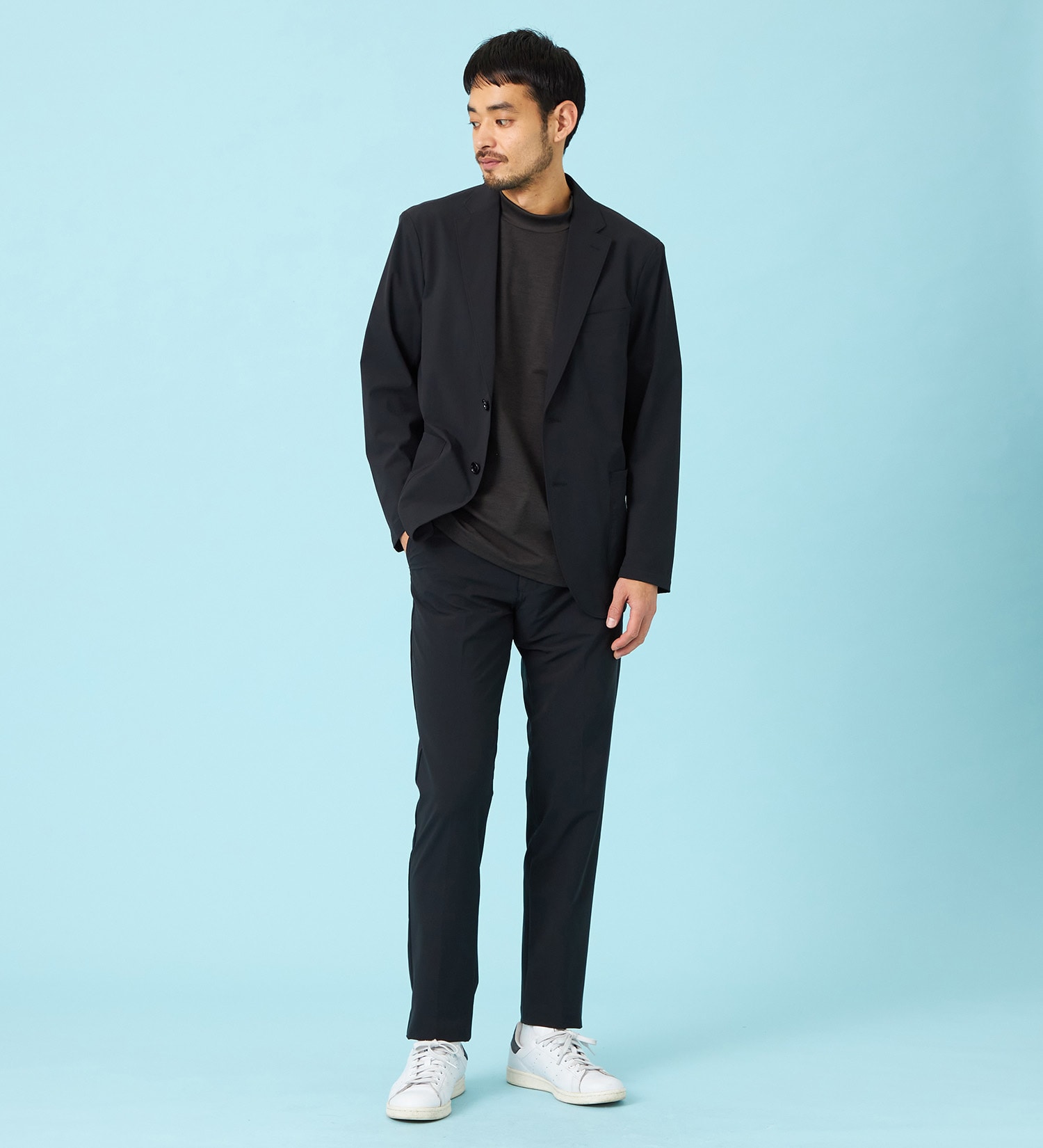 EDWIN(エドウイン)の【試着対象】【夏用】デニスラ AIR スリムテーパード スラックス ストレッチ 涼しい|パンツ/スラックス/メンズ|ブラック