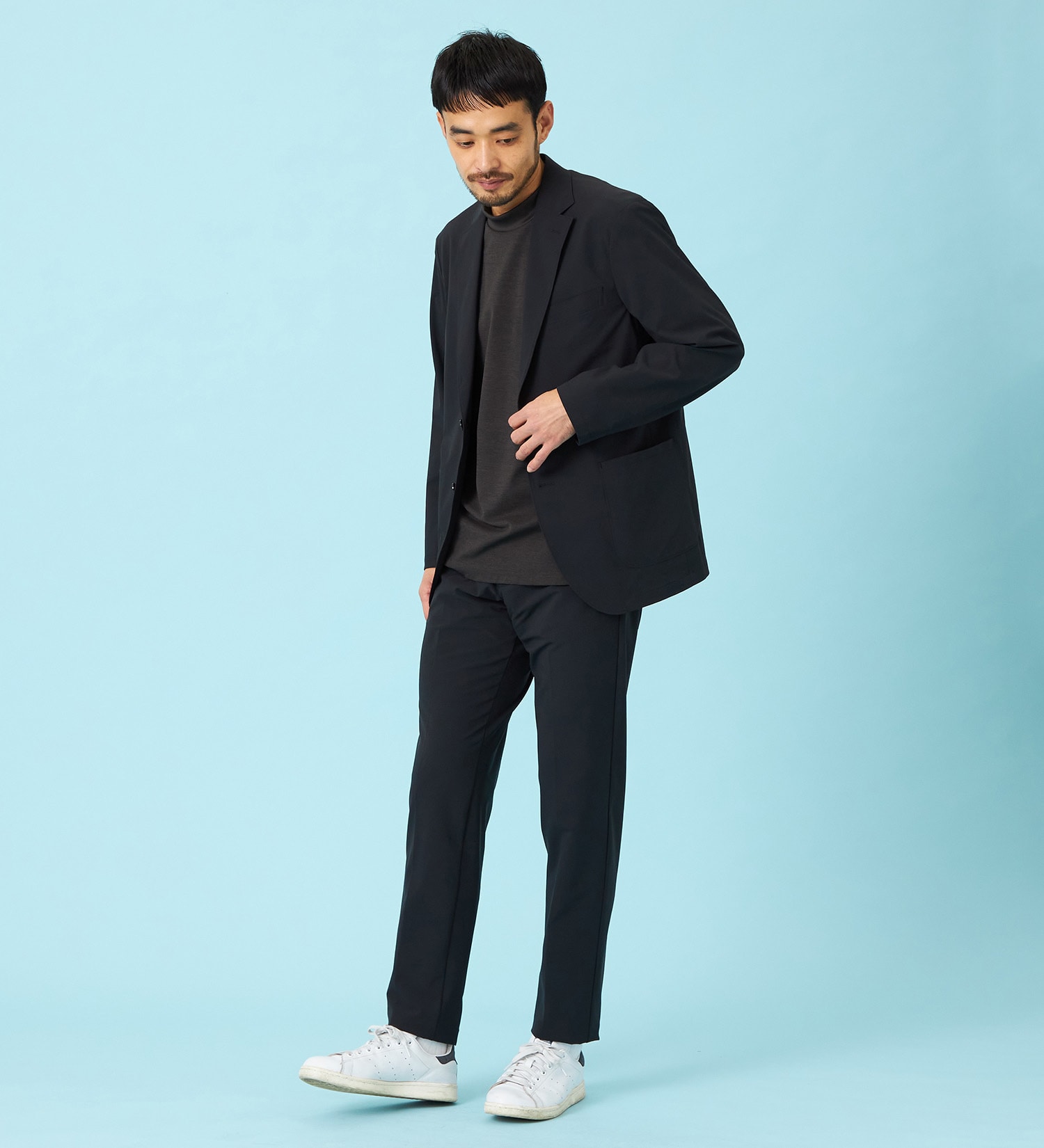 EDWIN(エドウイン)の【試着対象】【夏用】デニスラ AIR スリムテーパード スラックス ストレッチ 涼しい|パンツ/スラックス/メンズ|ブラック