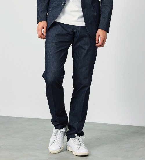 EDWIN(エドウイン)の【試着対象】【大きいサイズ】デニスラ スリムテーパード スラックス ビジネス ストレッチ|パンツ/スラックス/メンズ|ネイビー