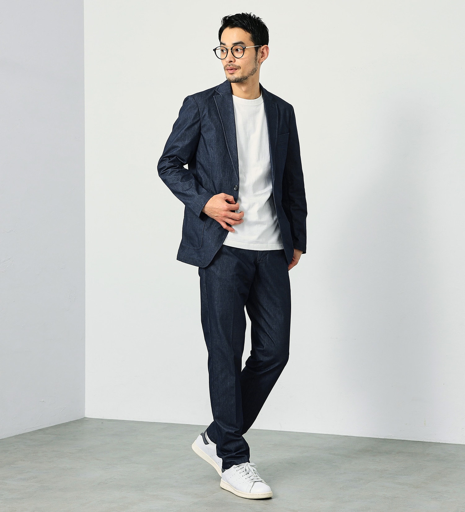 EDWIN(エドウイン)の【試着対象】【大きいサイズ】デニスラ スリムテーパード スラックス ビジネス ストレッチ|パンツ/スラックス/メンズ|ネイビー