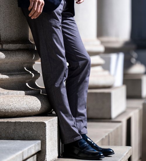 EDWIN(エドウイン)の【試着対象】【大きいサイズ】デニスラ スリムテーパード スラックス ビジネス ストレッチ|パンツ/スラックス/メンズ|グレー