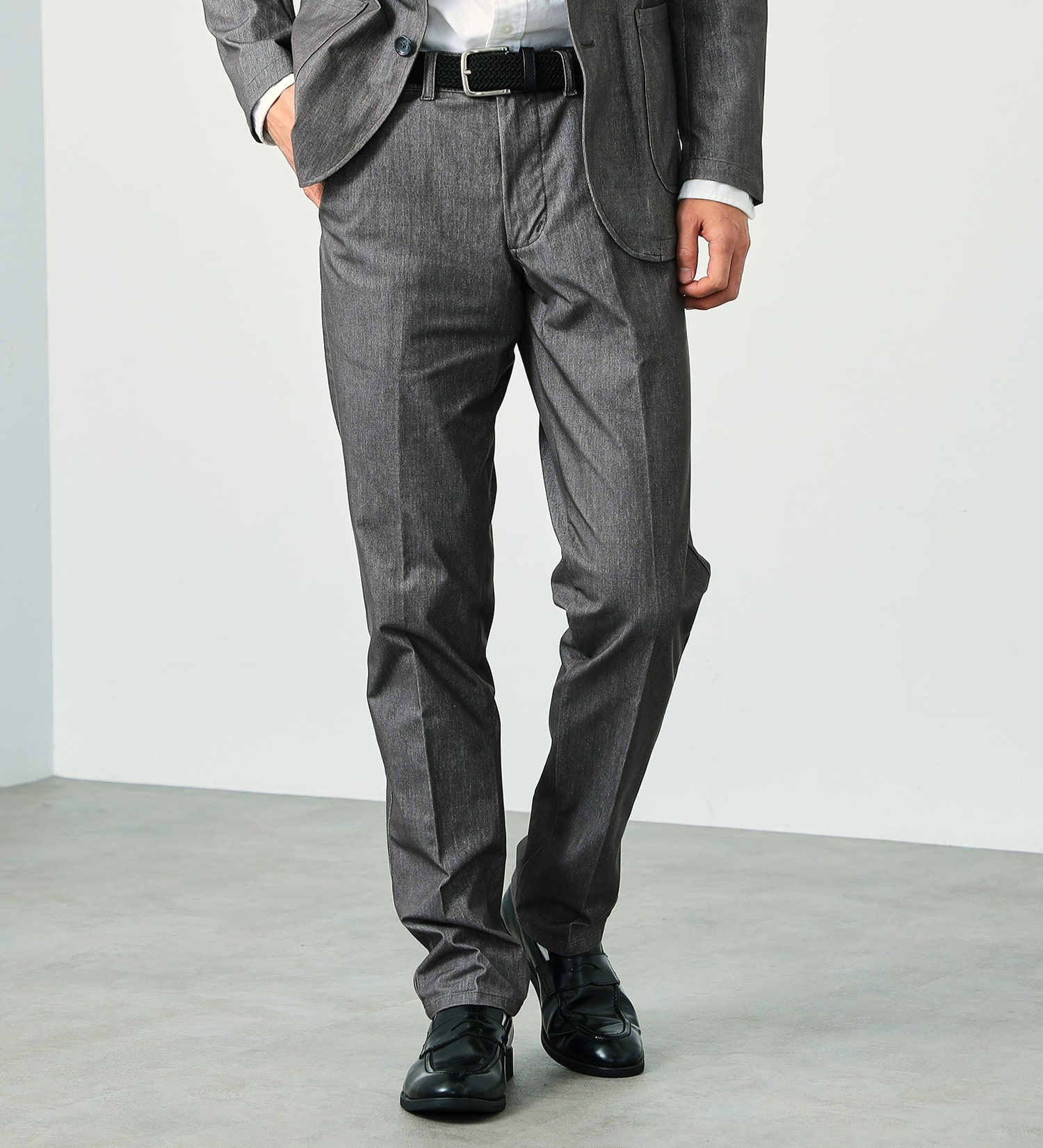 EDWIN(エドウイン)の【試着対象】【大きいサイズ】デニスラ スリムテーパード スラックス ビジネス ストレッチ|パンツ/スラックス/メンズ|グレー
