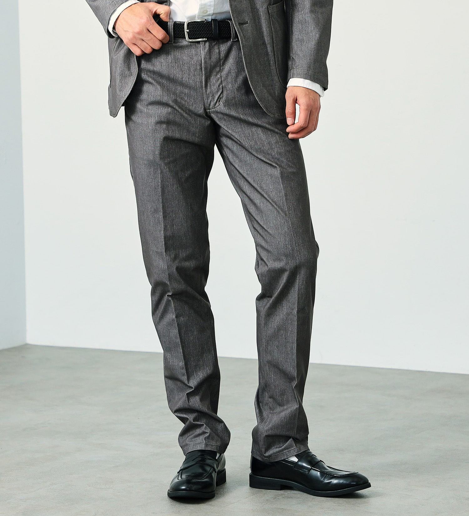 EDWIN(エドウイン)の【試着対象】【大きいサイズ】デニスラ スリムテーパード スラックス ビジネス ストレッチ|パンツ/スラックス/メンズ|グレー