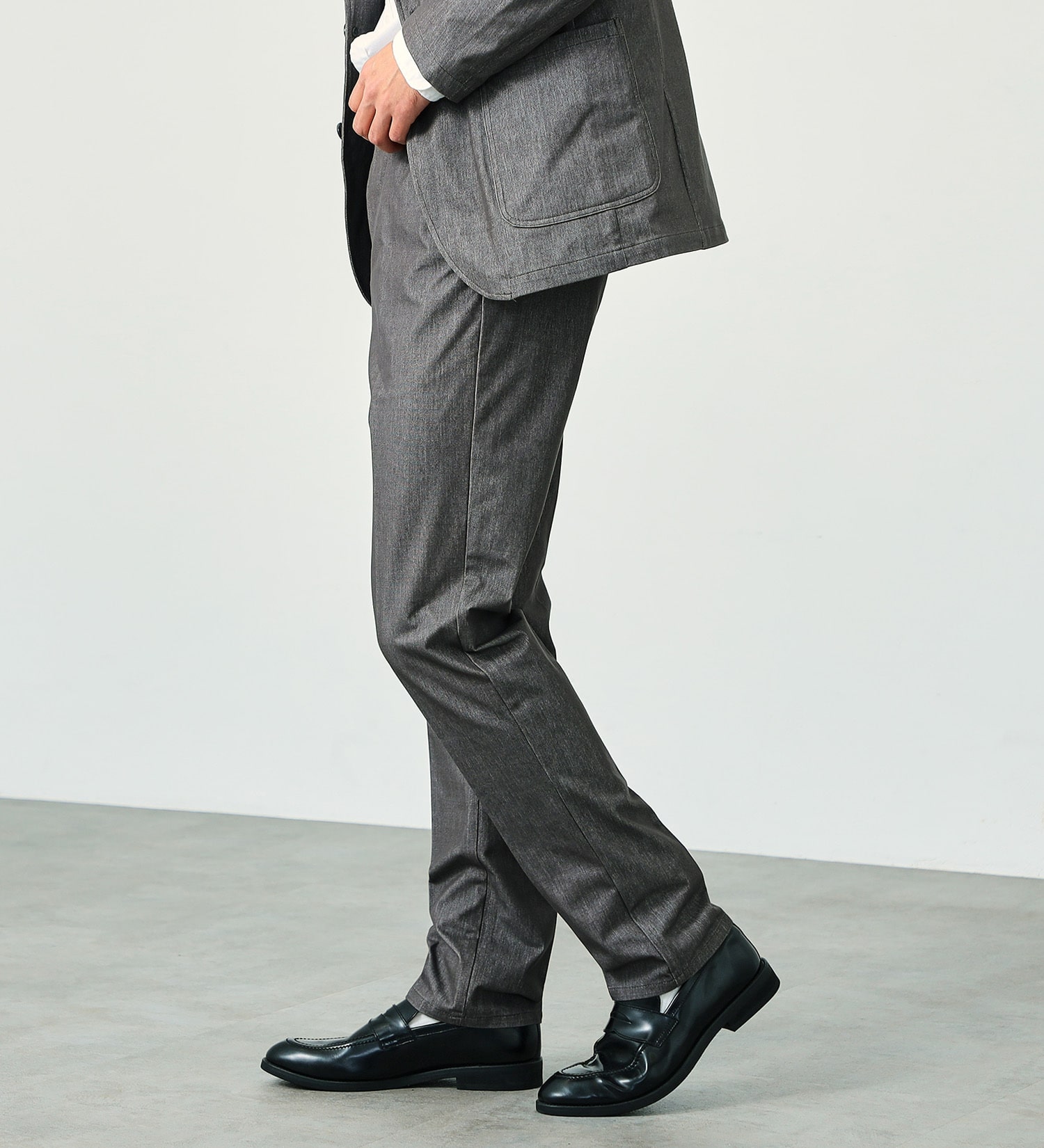 EDWIN(エドウイン)の【試着対象】【大きいサイズ】デニスラ スリムテーパード スラックス ビジネス ストレッチ|パンツ/スラックス/メンズ|グレー