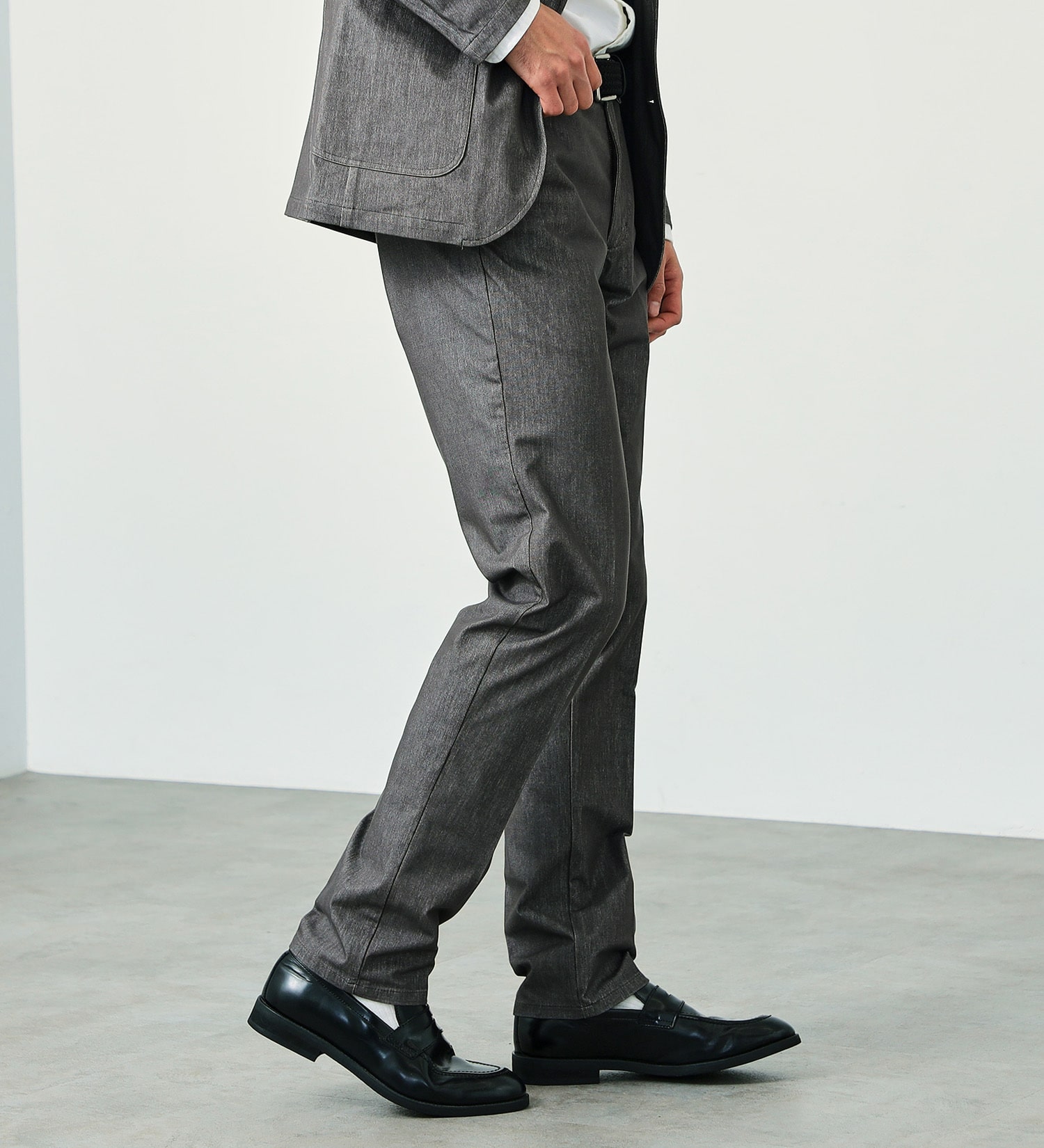 EDWIN(エドウイン)の【試着対象】【大きいサイズ】デニスラ スリムテーパード スラックス ビジネス ストレッチ|パンツ/スラックス/メンズ|グレー