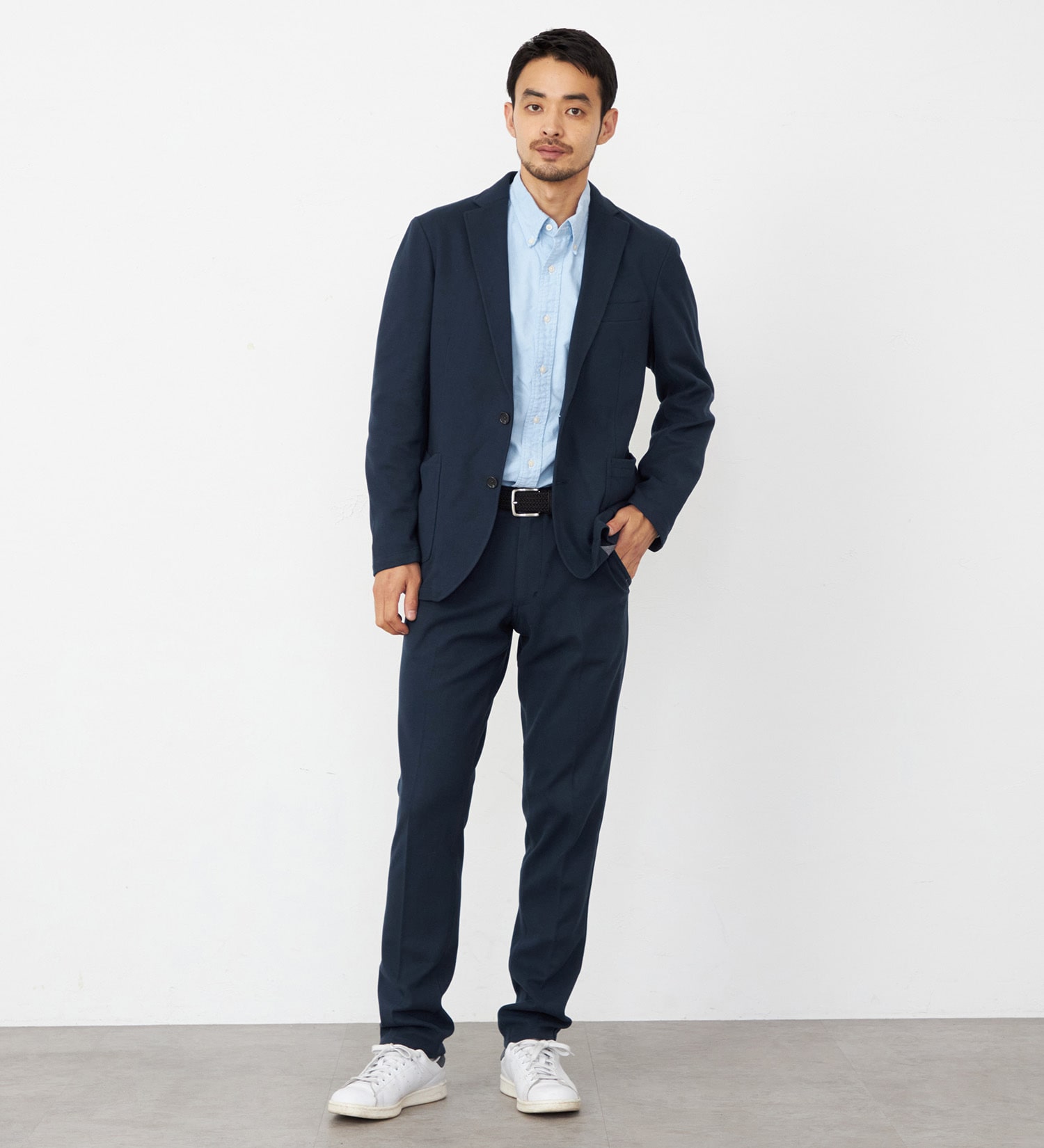 EDWIN(エドウイン)の【大きいサイズ】デニスラ スリムテーパード ウールライク スラックス ストレッチ ビジネス|パンツ/スラックス/メンズ|ネイビー
