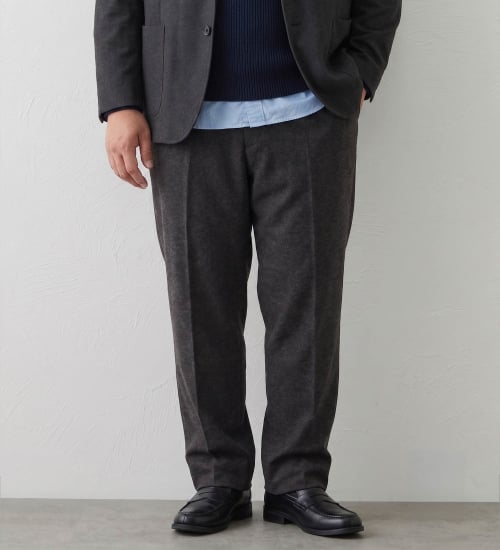 EDWIN(エドウイン)の【大きいサイズ】デニスラ スリムテーパードパンツ スラックス【ウールライク/ストレッチ/ビジネス】|パンツ/スラックス/メンズ|チャコール