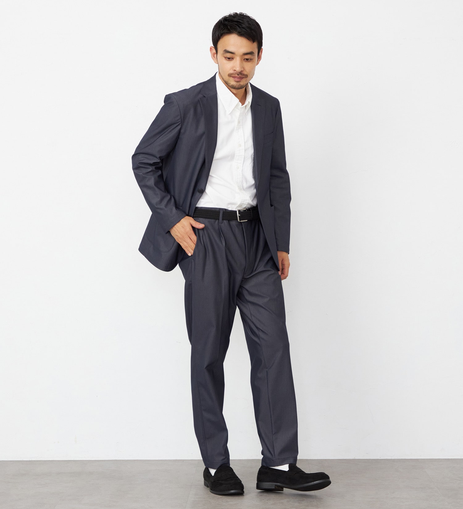 EDWIN(エドウイン)の【予約P】デニスラ ルーミーテーパード デニムスラックス ストレッチ 洗える|パンツ/スラックス/メンズ|インディゴブルー