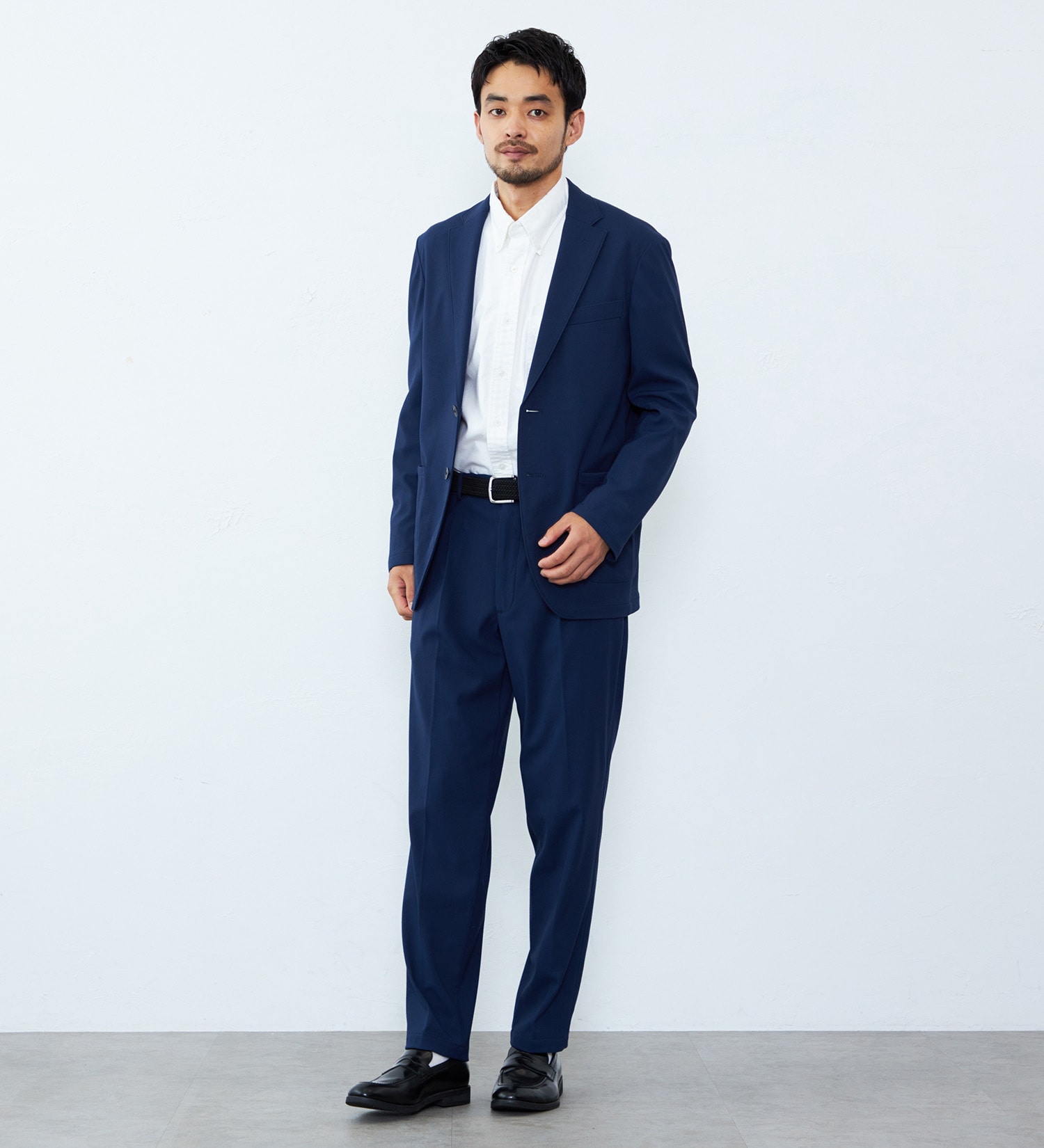 EDWIN(エドウイン)の【予約P】デニスラ ルーミーテーパード ウールスラックス ストレッチ 洗える|パンツ/スラックス/メンズ|ネイビー