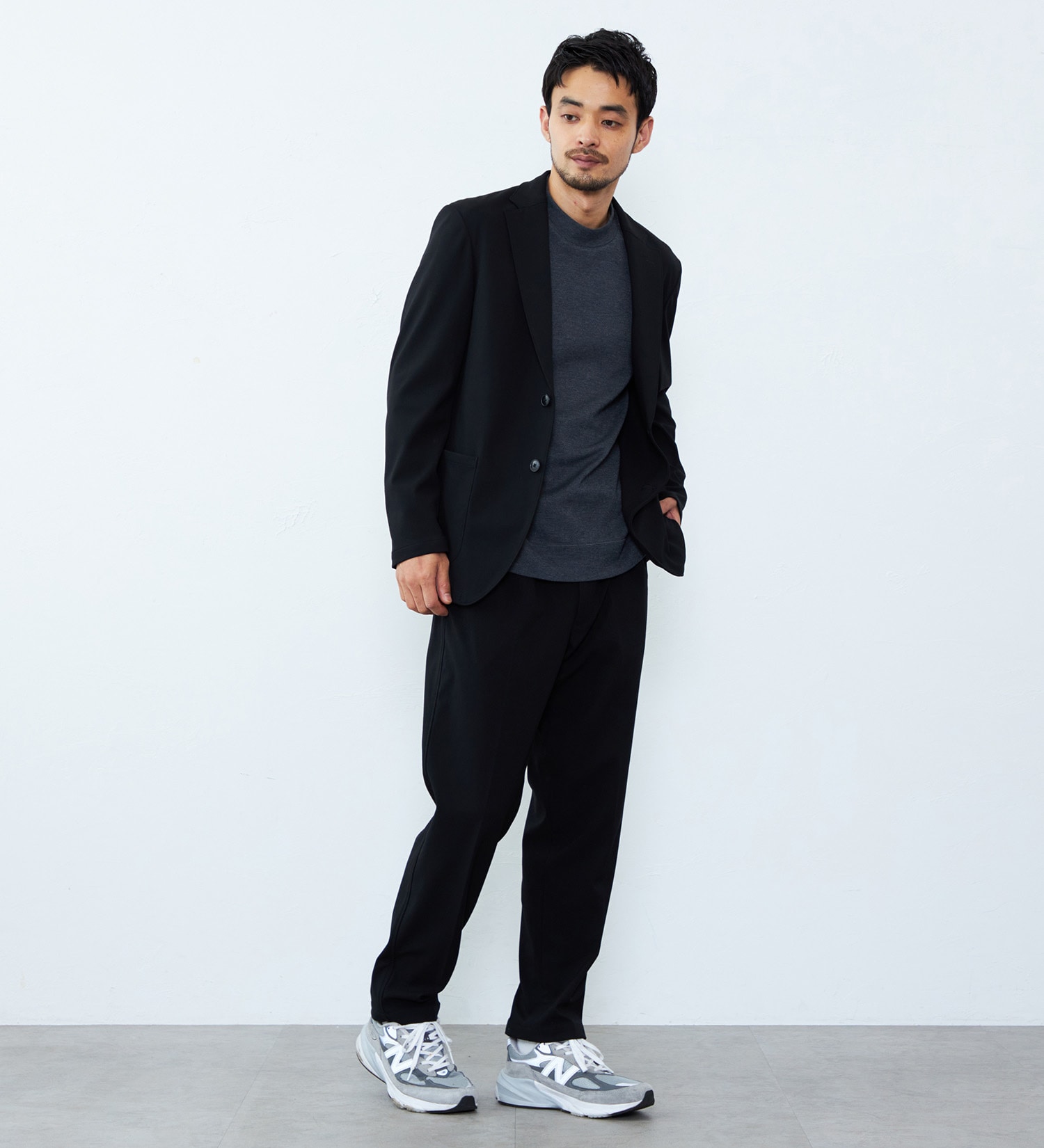 EDWIN(エドウイン)の【予約P】デニスラ ルーミーテーパード ウールスラックス ストレッチ 洗える|パンツ/スラックス/メンズ|ブラック