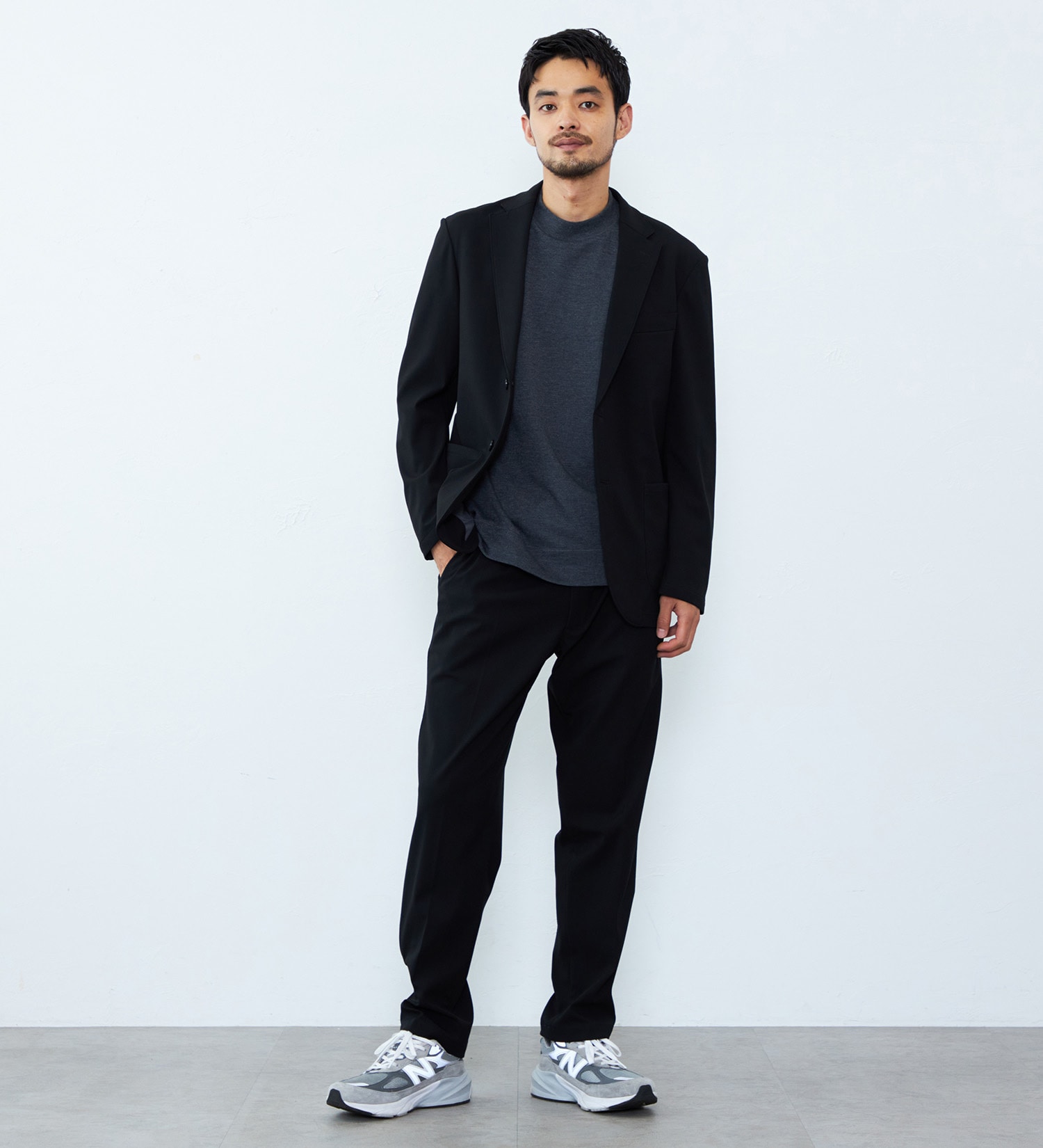 EDWIN(エドウイン)の【予約P】デニスラ ルーミーテーパード ウールスラックス ストレッチ 洗える|パンツ/スラックス/メンズ|ブラック