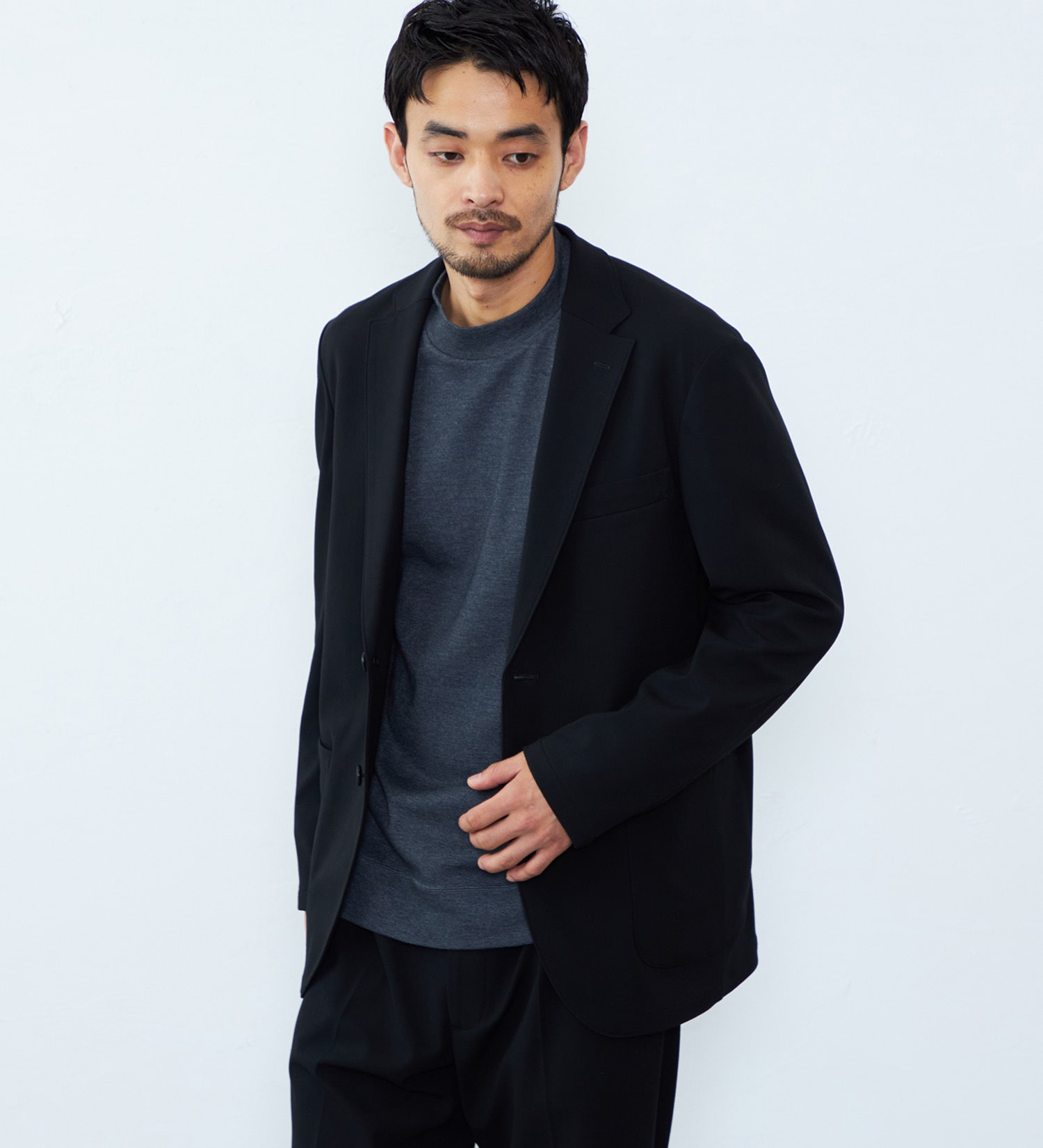 EDWIN(エドウイン)の【予約P】デニスラ テーラードジャケット ウール ストレッチ 洗える|ジャケット/アウター/テーラードジャケット/メンズ|ブラック