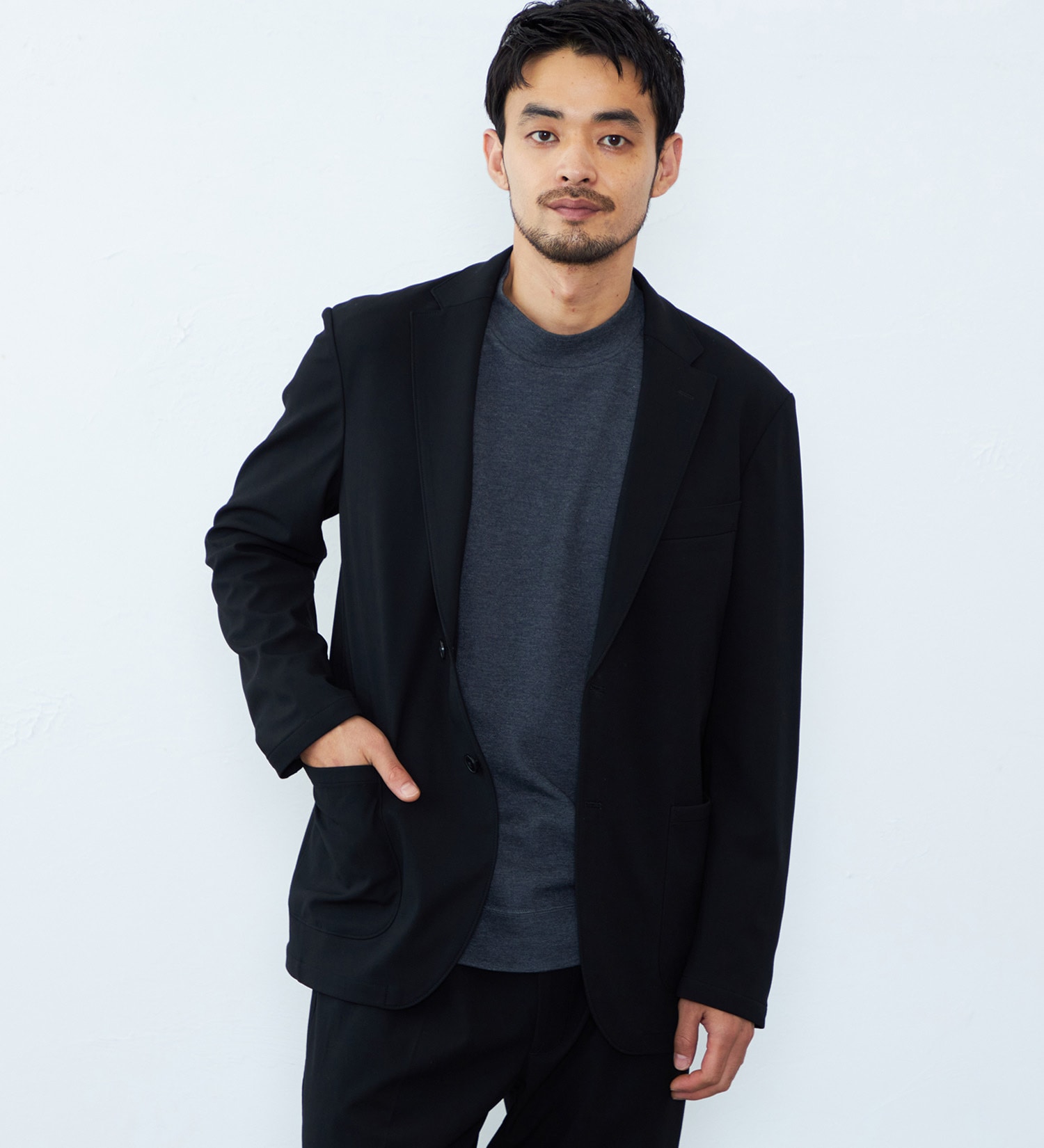 EDWIN(エドウイン)の【予約P】デニスラ テーラードジャケット ウール ストレッチ 洗える|ジャケット/アウター/テーラードジャケット/メンズ|ブラック