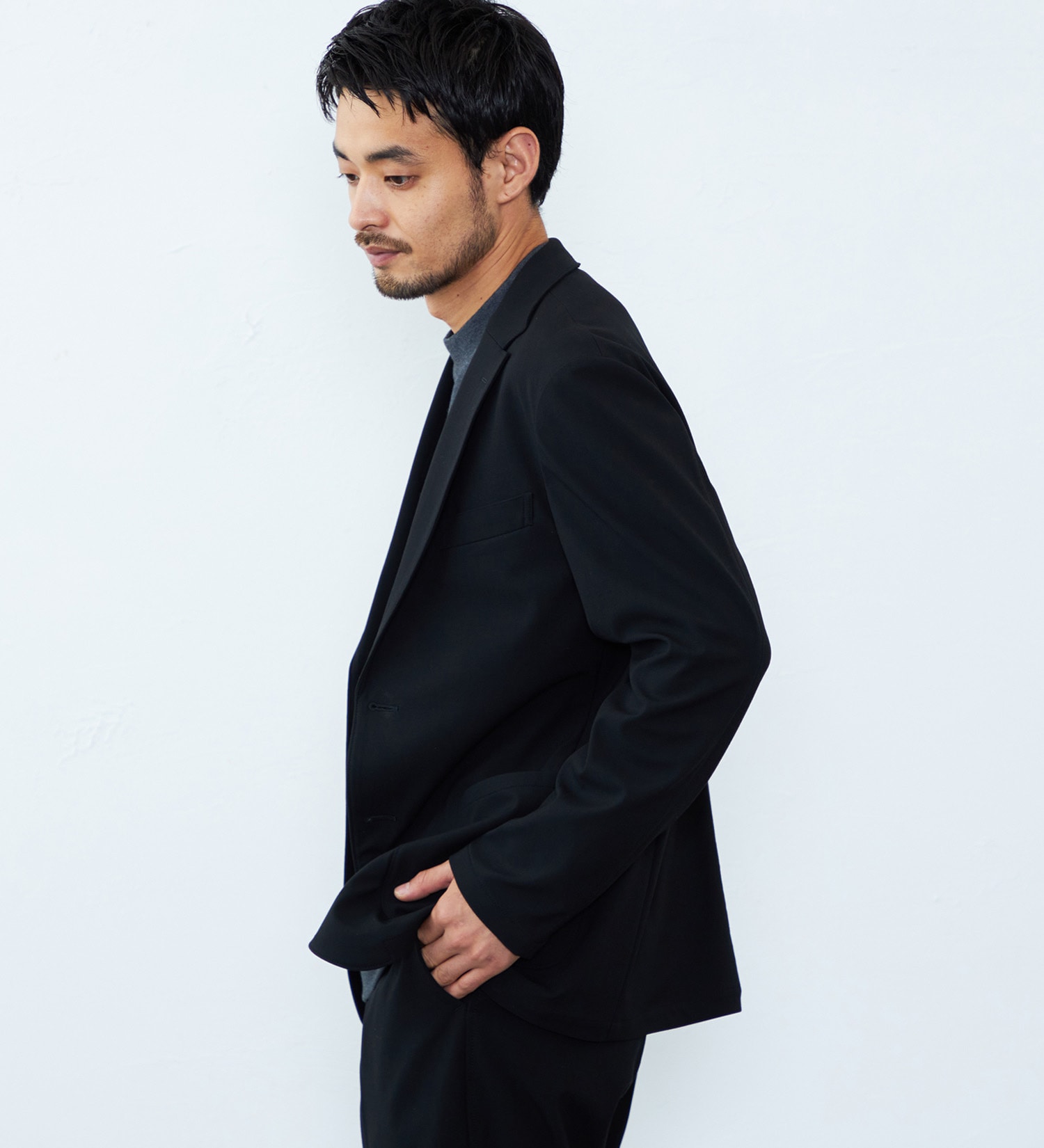 EDWIN(エドウイン)の【予約P】デニスラ テーラードジャケット ウール ストレッチ 洗える|ジャケット/アウター/テーラードジャケット/メンズ|ブラック