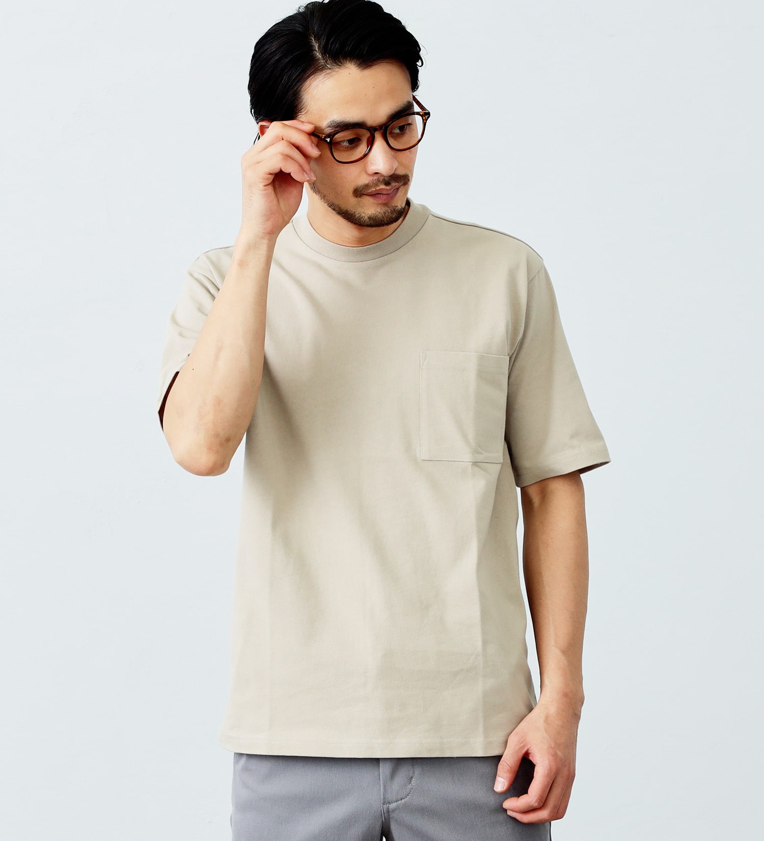 EDWIN(エドウイン)のデニスラAIR クルーネックポケットTシャツ 半袖|トップス/Tシャツ/カットソー/メンズ|グレイッシュベージュ